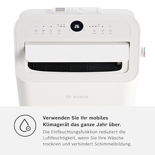 Bosch Cool 2000 Mobiles Klimagerät - 3-in-1 Klimaanlage, Luftentfeuchter, Ventilator - 2,6 kW für Räume bis zu 35m² - Mit Auto-Modus, Silent-Modus Sleep-Modus - Image 8