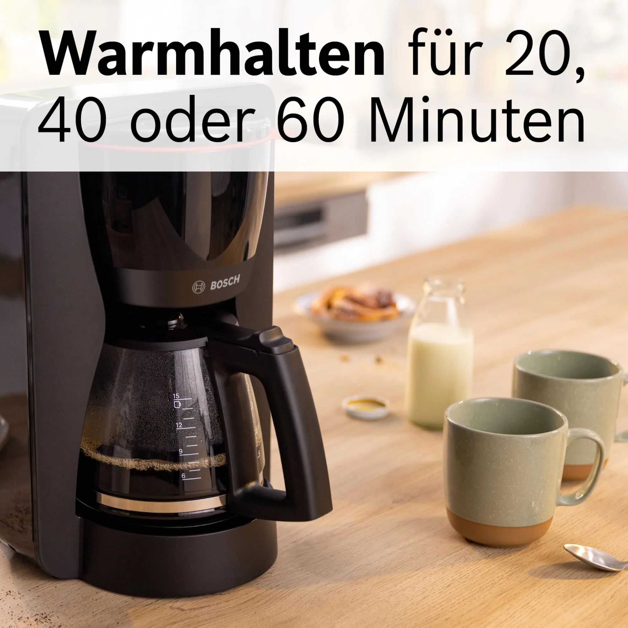 Bosch Filterkaffeemaschine MyMoment TKA3M134, Glaskanne 1,25 L, für 10-15 Tassen, 60min Warmhaltefunktion, Tropfstopp, schwenkbarer Filterträger, Entkalkungsprogramm, 1200 Watt, Rot matt - Image 7