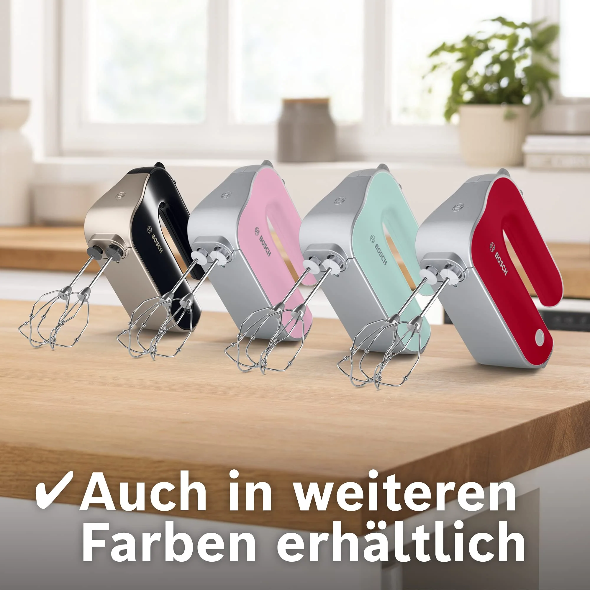 Bosch Handrührer Styline MFQ4075DE, 2 Rührbesen, 2 Edelstahl-Knethaken, spülmaschinengeeignet, Pürierstab, Mixbecher, 5 Stufen plus Turbostufe, 550 W, weiß/silber - Image 4