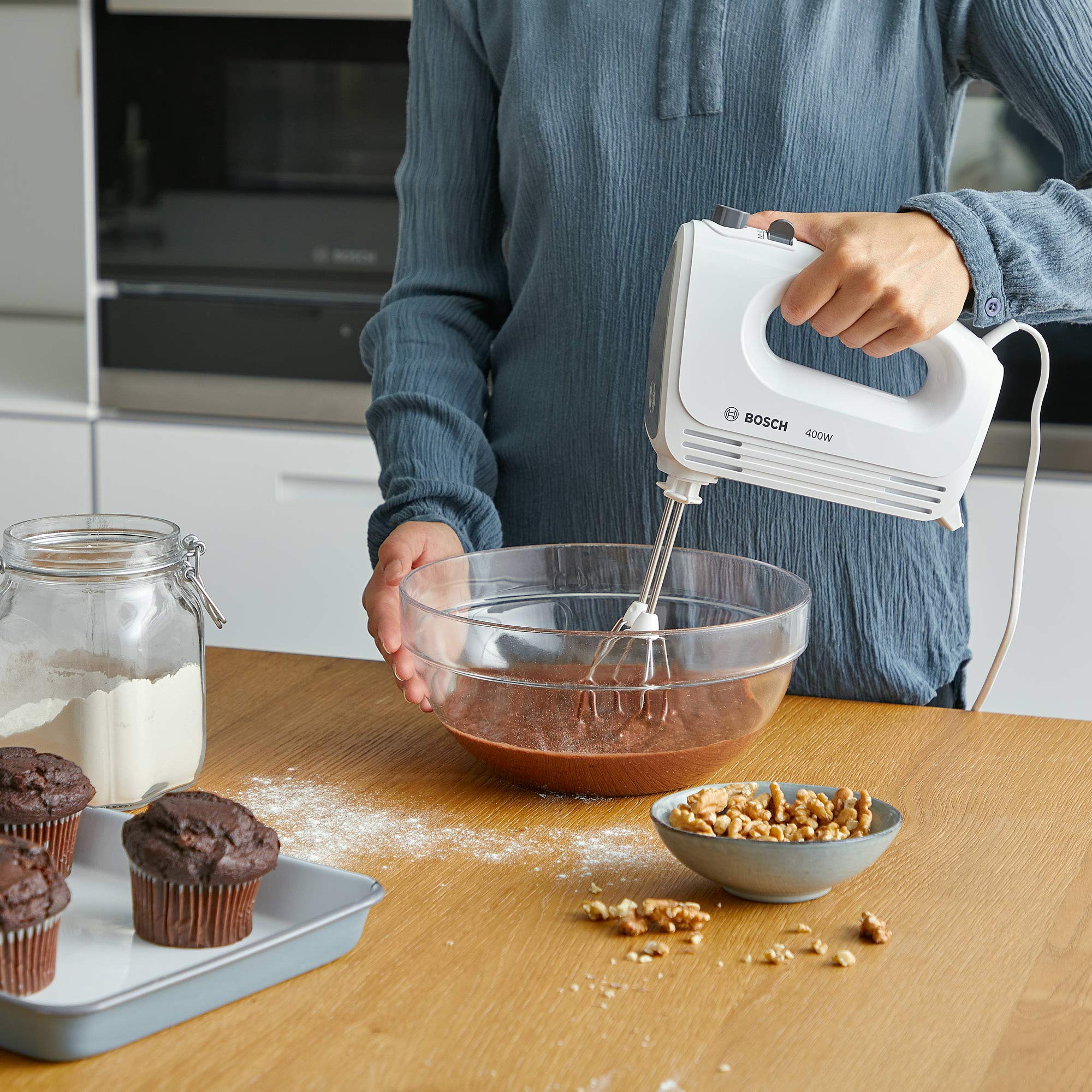 Bosch Hausgeräte Handrührer CleverMixx MFQ24200, 2 Rührbesen, 2 spülmaschinengeeignet, 4 Stufen, leicht, leise, 400 W Weiß/Edelstahl - Image 21