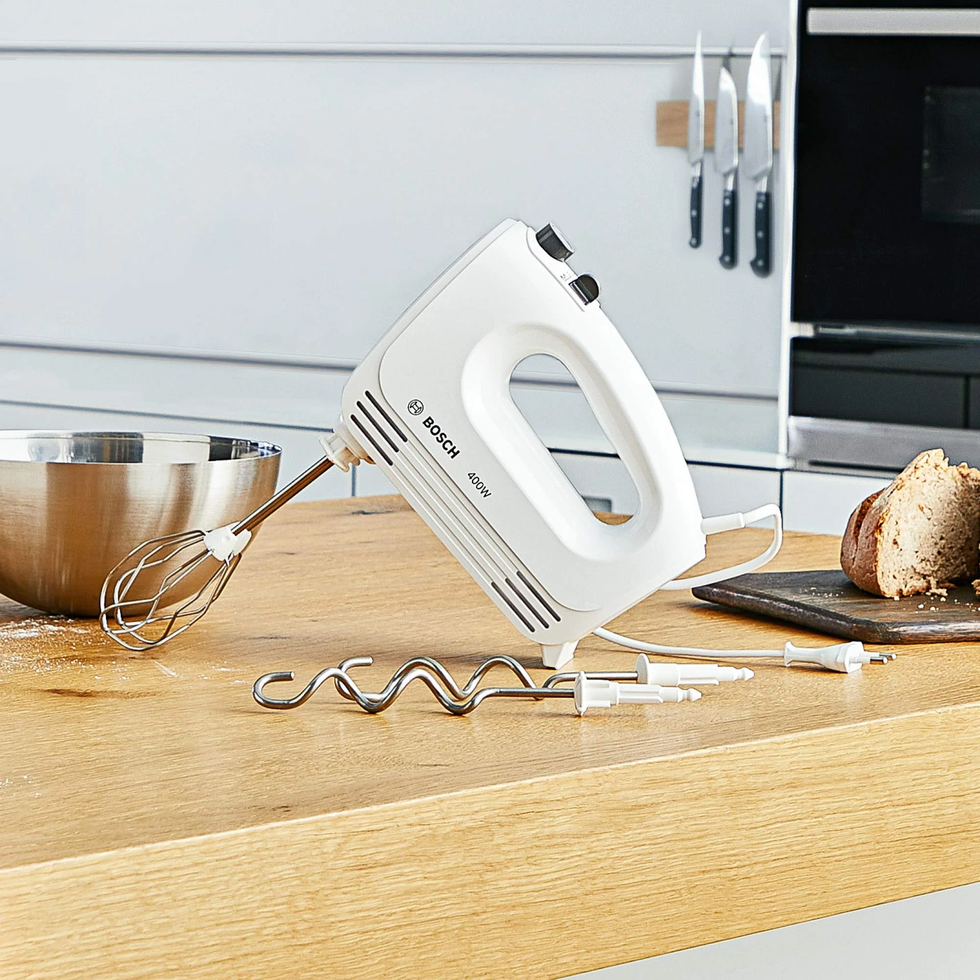 Bosch Hausgeräte Handrührer CleverMixx MFQ24200, 2 Rührbesen, 2 spülmaschinengeeignet, 4 Stufen, leicht, leise, 400 W Weiß/Edelstahl - Image 23