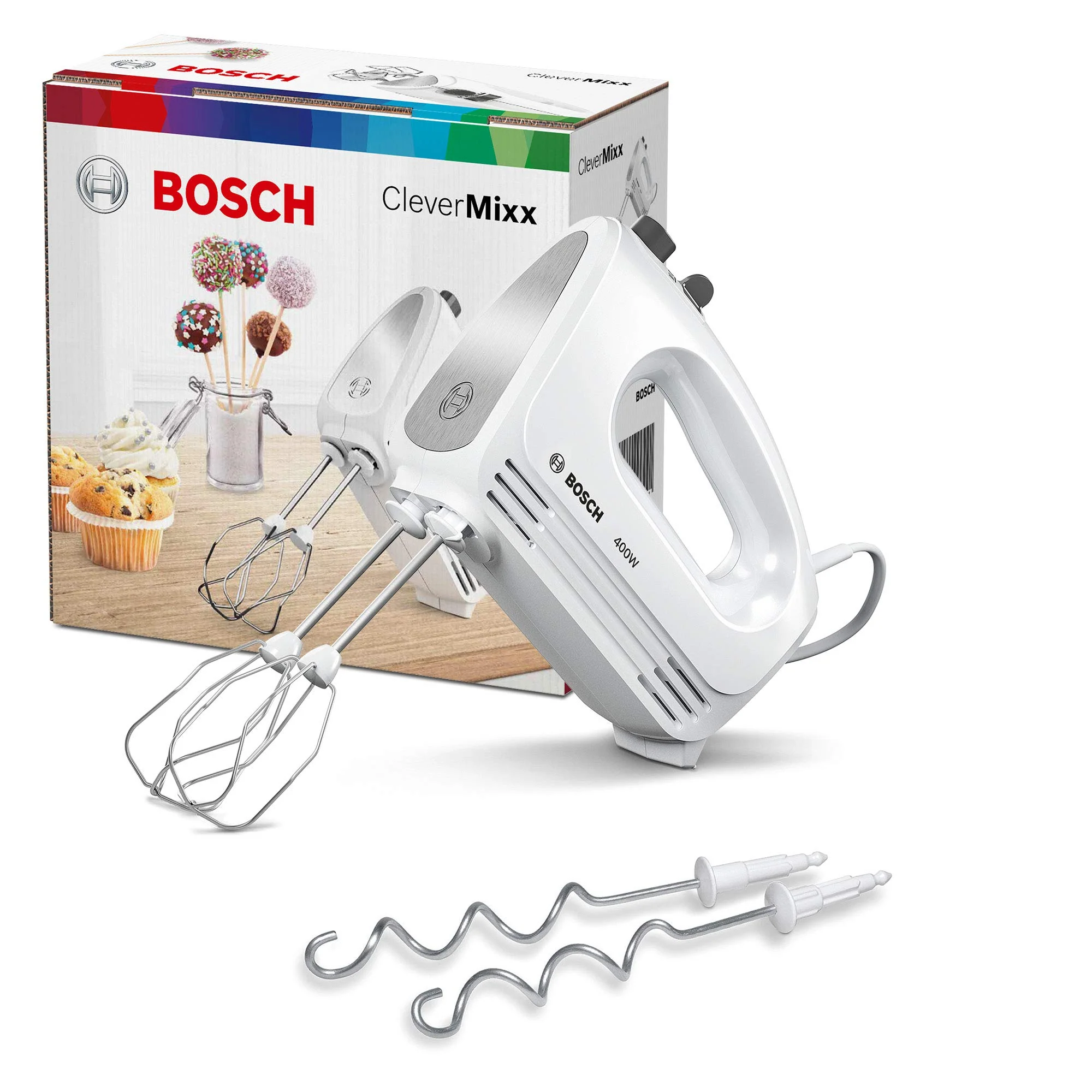Bosch Hausgeräte Handrührer CleverMixx MFQ24200, 2 Rührbesen, 2 spülmaschinengeeignet, 4 Stufen, leicht, leise, 400 W Weiß/Edelstahl - Image 24