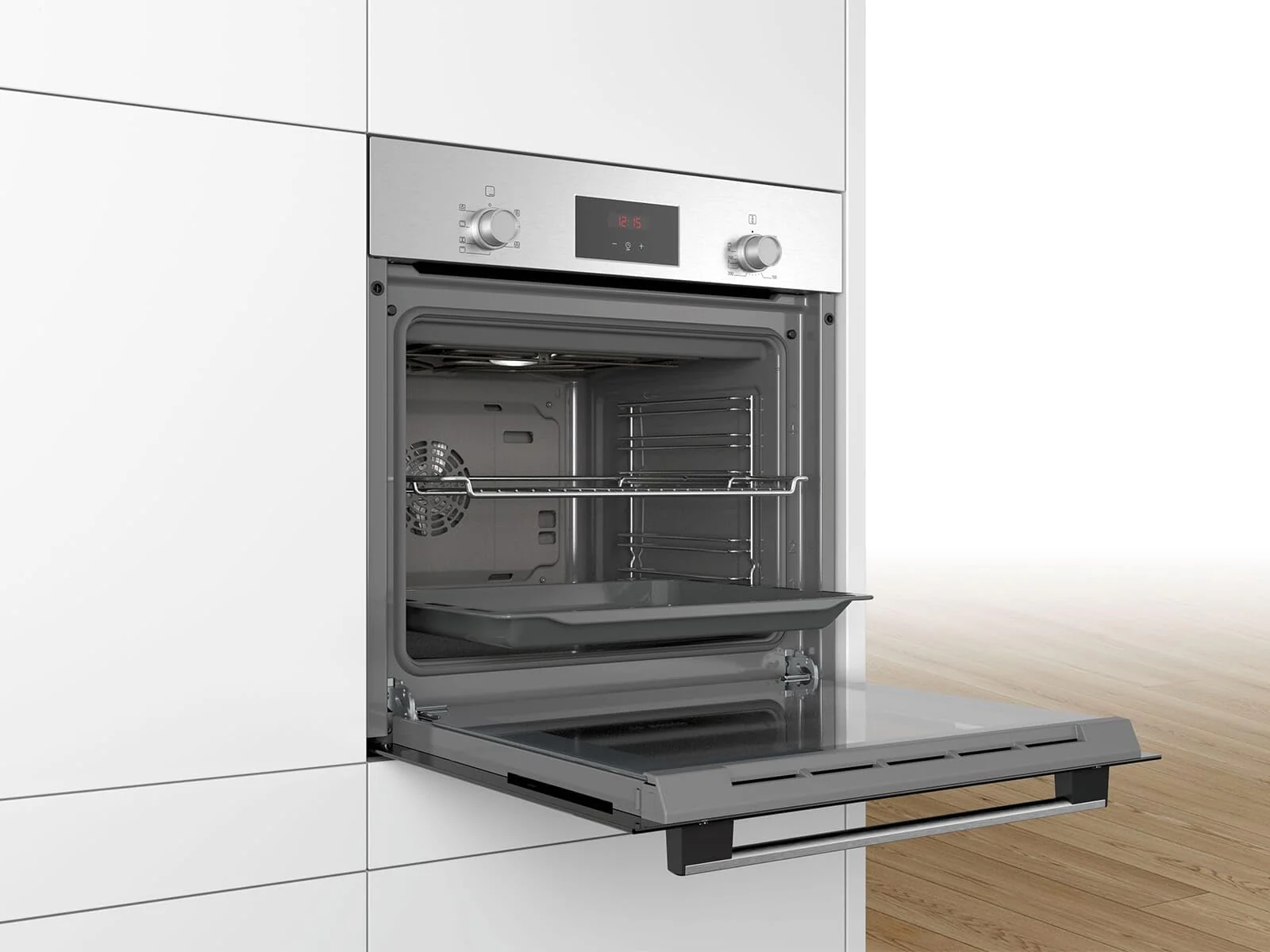 Bosch HBF133BR0 Serie 2 Einbau-Backofen, 60 x 60 cm, EcoClean Direct Reinigungshilfe, 3D Heißluft Backen auf 3 Ebenen, LED-Display, Schnellaufheizung, Kindersicherung, Schwarz, Updated - Image 2