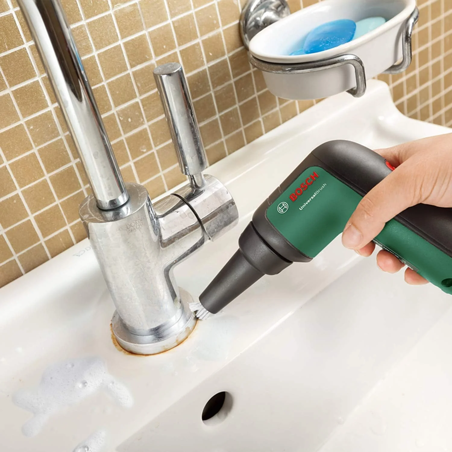 Bosch Home and Garden Akku Reinigungsbürste UniversalBrush (integrierter 3,6-V-Akku, 1 Micro-USB-Kabel und 4 Reinigungsaufsätze enthalten, im Karton) Grün, Norme - Image 10