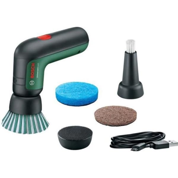 Bosch Home and Garden Akku Reinigungsbürste UniversalBrush (integrierter 3,6-V-Akku, 1 Micro-USB-Kabel und 4 Reinigungsaufsätze enthalten, im Karton) Grün, Norme - Image 3