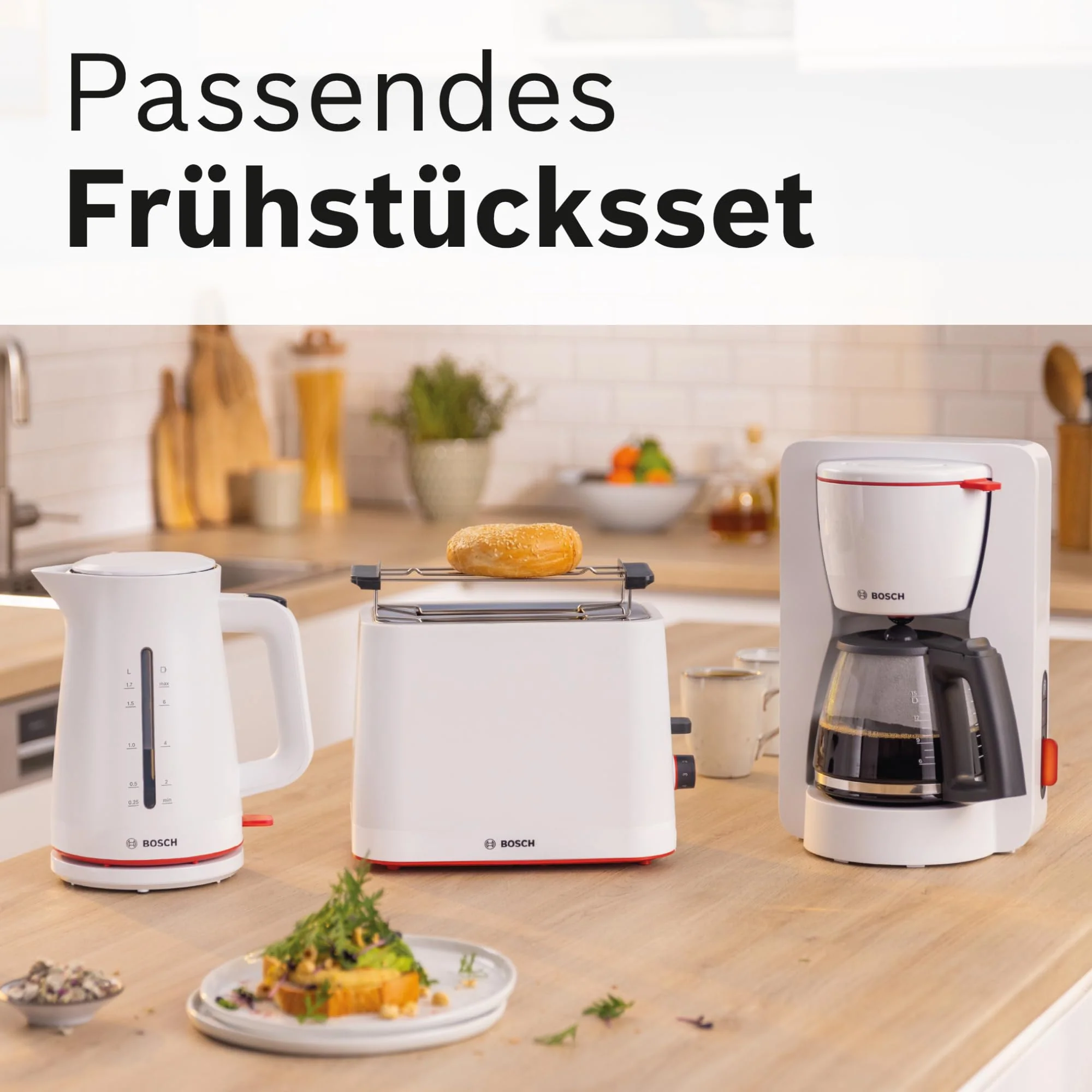 Bosch kabelloser Wasserkocher MyMoment TWK3M121, Abschaltautomatik, Überhitzungsschutz, Tassenanzeige, beidseitige Wasserstandsanzeige, entnehmbarer Kalkfilter, 1,7 L, 2400 W, Weiß matt - Image 2