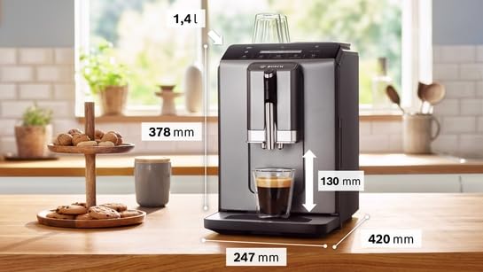 Bosch Kaffeevollautomat VeroCafe Serie 2 TIE20504, Aroma Max System, Easy Select Display, Kaffeespezialitäten auf Knopfdruck, Einfache Reinigung, Keramikmahlwerk, Diamond titanium metallic - Image 8