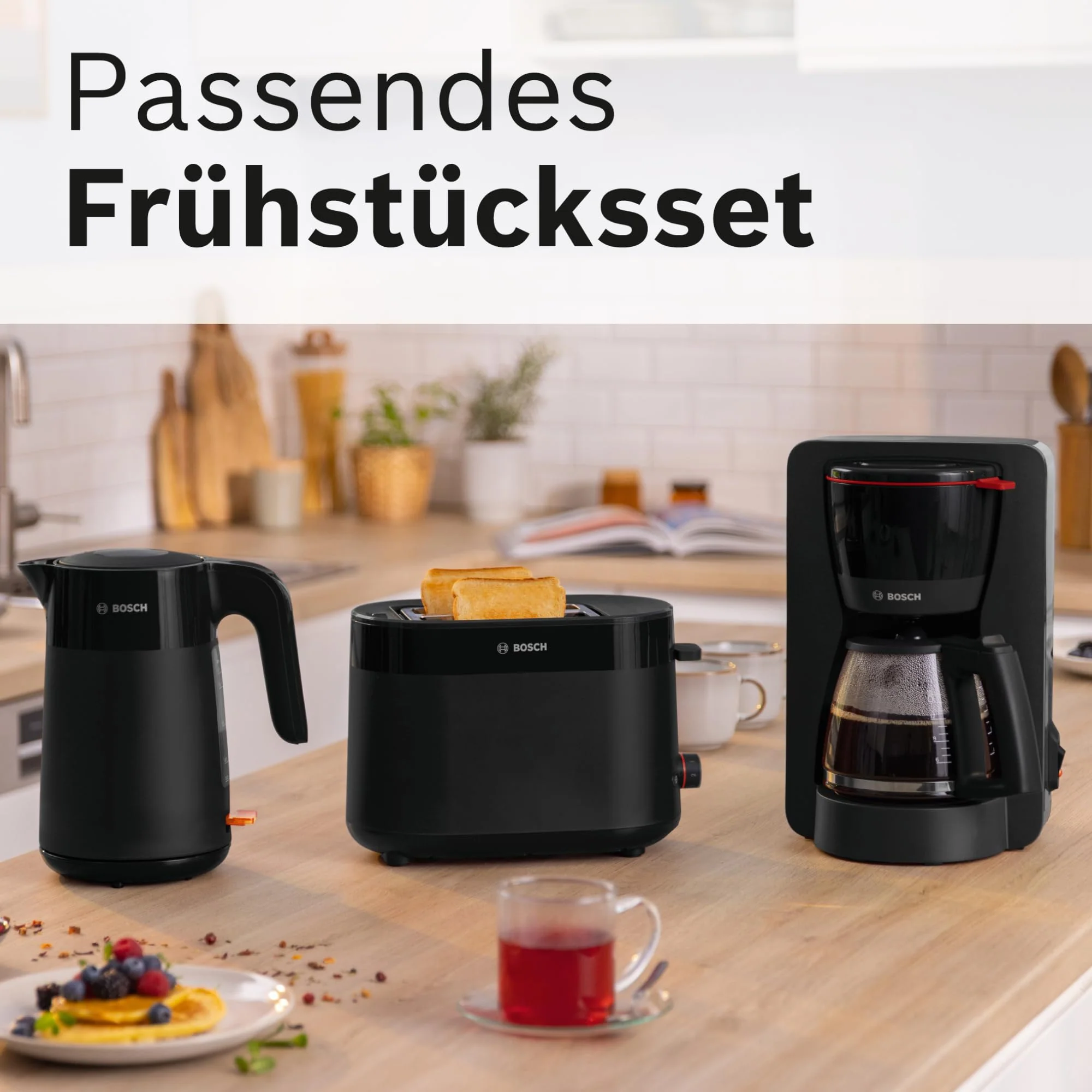 Bosch Kompakt Toaster MyMoment TAT2M123, integrierter Brötchenaufsatz, mit Auftaufunktion, mit Abschaltautomatik, Liftfunktion, Brotzentrierung, perfekt für 2 Scheiben, 800 Watt, Schwarz matt - Image 2