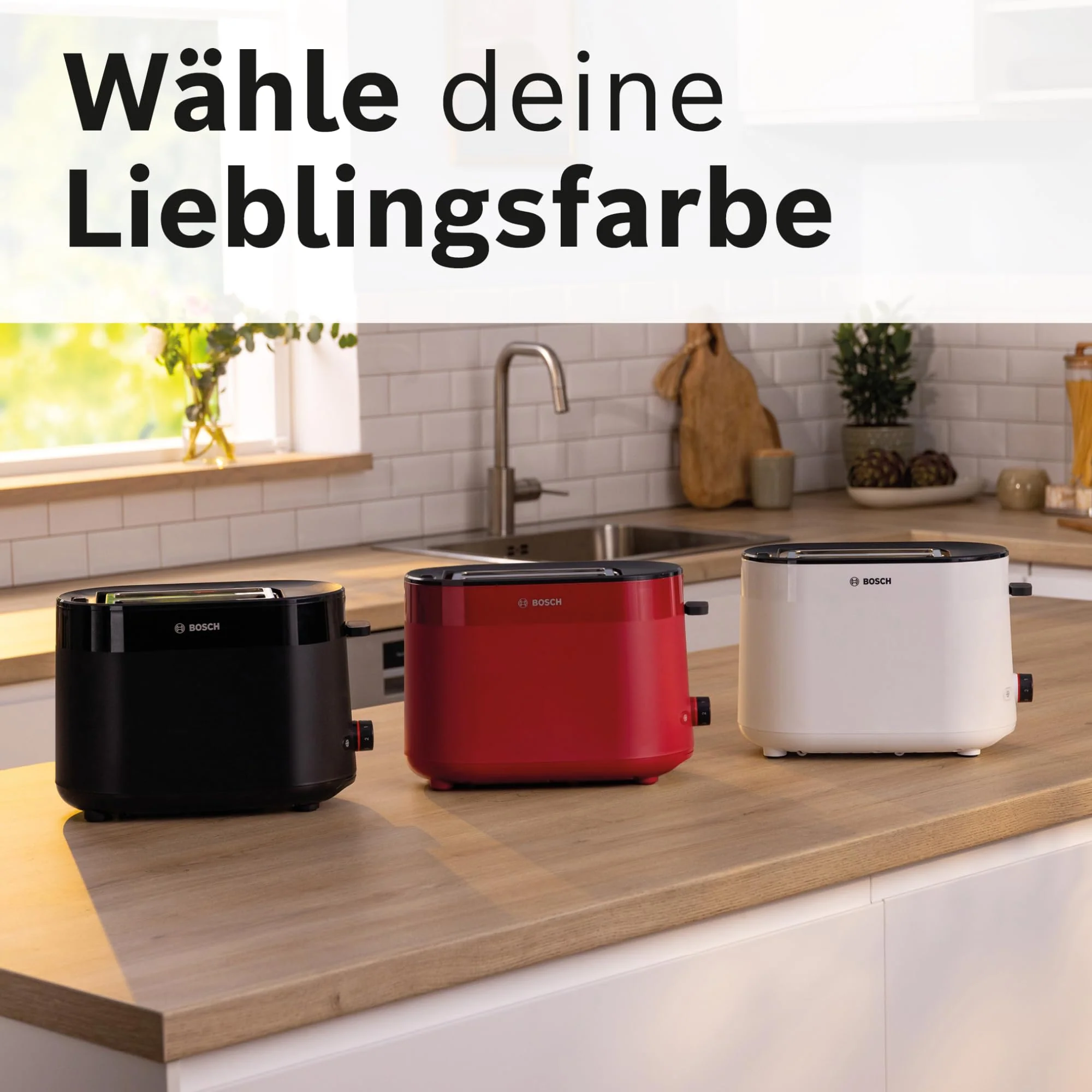 Bosch Kompakt Toaster MyMoment TAT2M123, integrierter Brötchenaufsatz, mit Auftaufunktion, mit Abschaltautomatik, Liftfunktion, Brotzentrierung, perfekt für 2 Scheiben, 800 Watt, Schwarz matt - Image 3