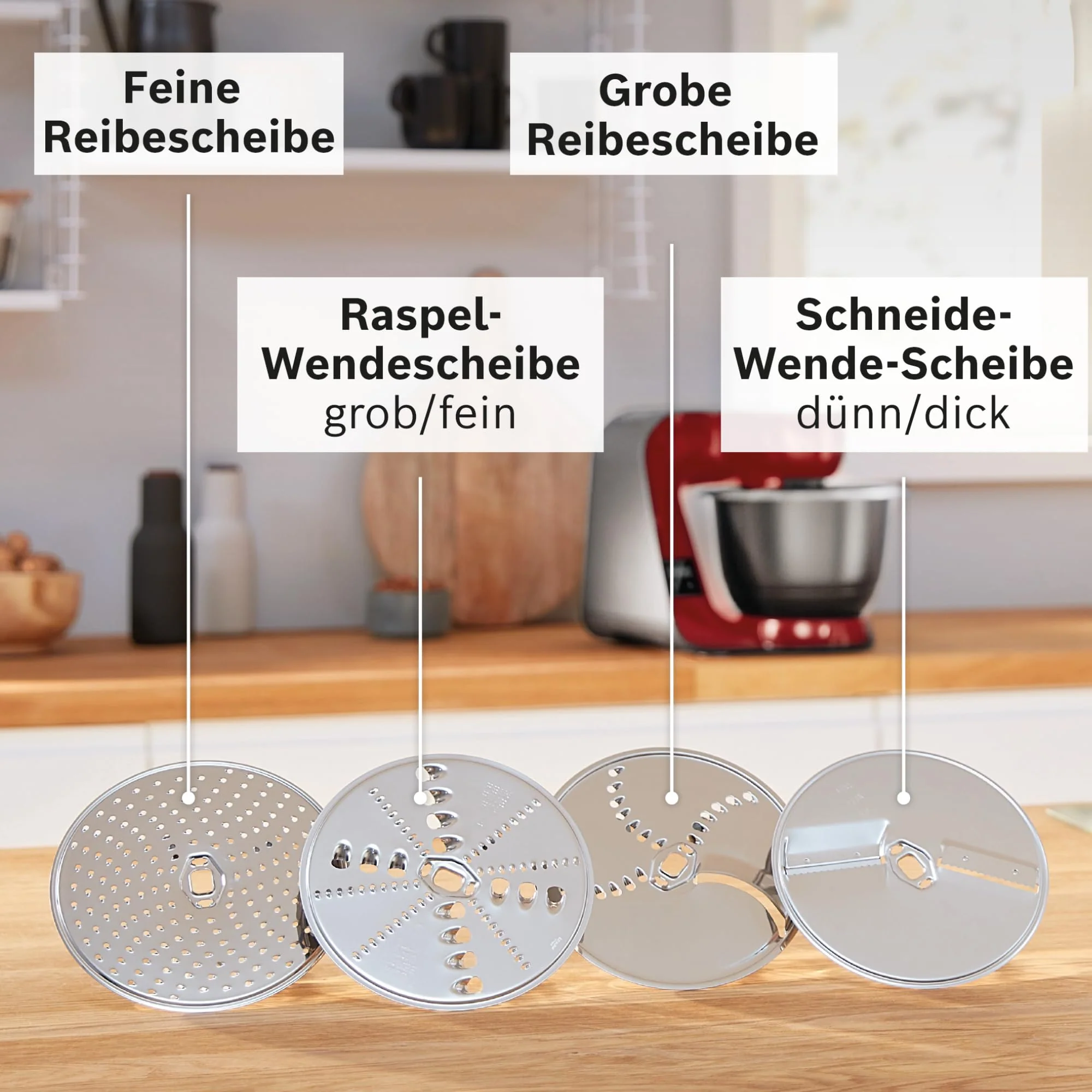 Bosch Küchenmaschine Serie 4 MUM5XW20, Edelstahl-Schüssel 3,9 L, integrierte Waage, Mixer 1,25 L, Profi-Knethaken, Schnee-, Silikonbesen, Durchlaufschnitzler, 4 Scheiben, 1000 W, Weiß/Silber - Image 8