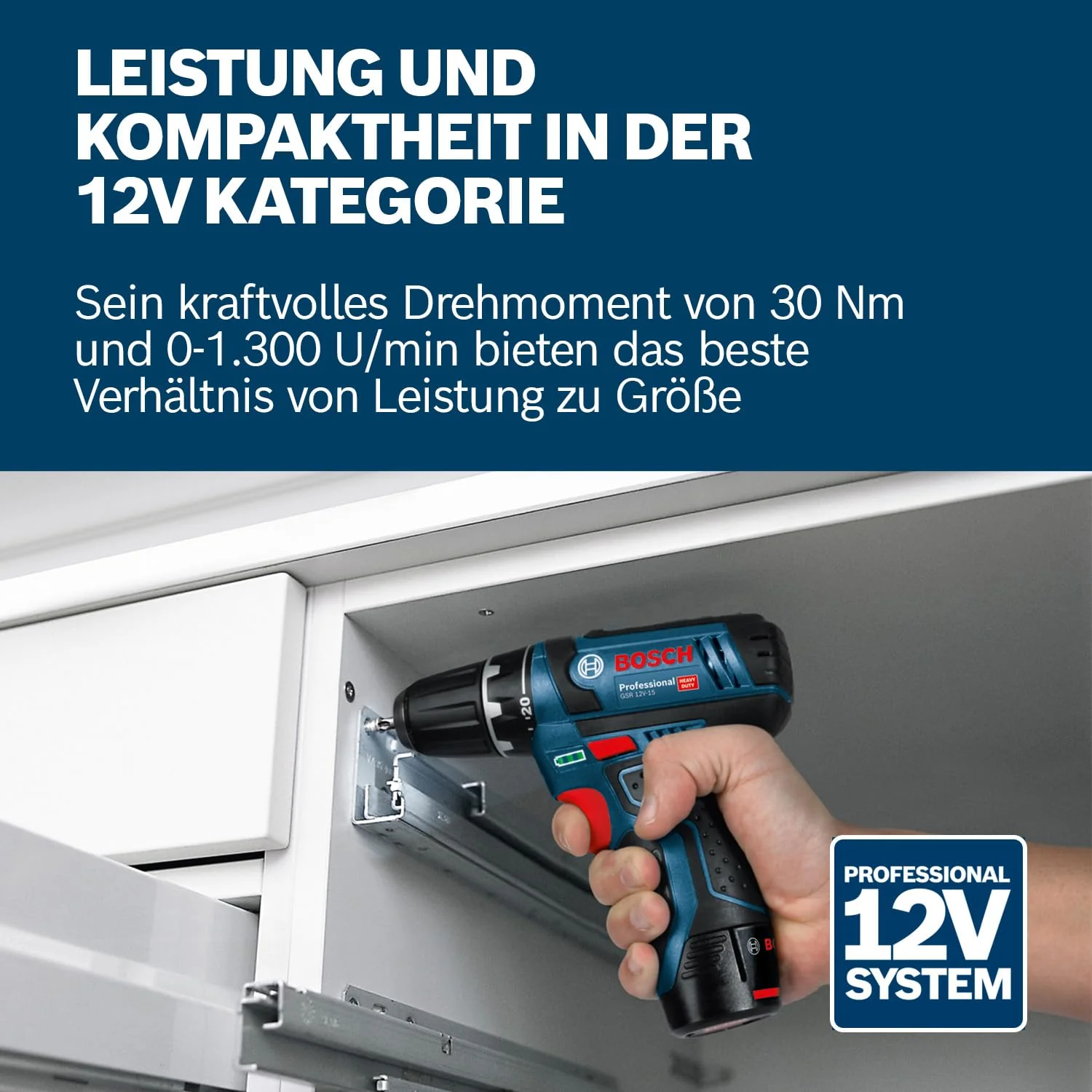 Bosch Professional 12V System Akku Bohrschrauber GSR 12V-15 (inkl. 2x GBA 2.0Ah, Ladegerät, 39tlg.-Zubehör-Set, Werkzeugtasche) - Amazon Exclusive - Image 3
