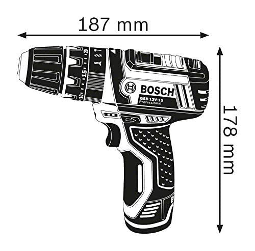 Bosch Professional 12V System Akku Schlagbohrschrauber GSB 12V-15 (Bohr-Ø Holz max: 19 mm, inkl. 2x 2.0Ah Akku + Ladegerät, 2x Bohrer-Set, 1x Bit-Set, Werkzeugtasche) - Amazon Exclusive Set Set - Image 3