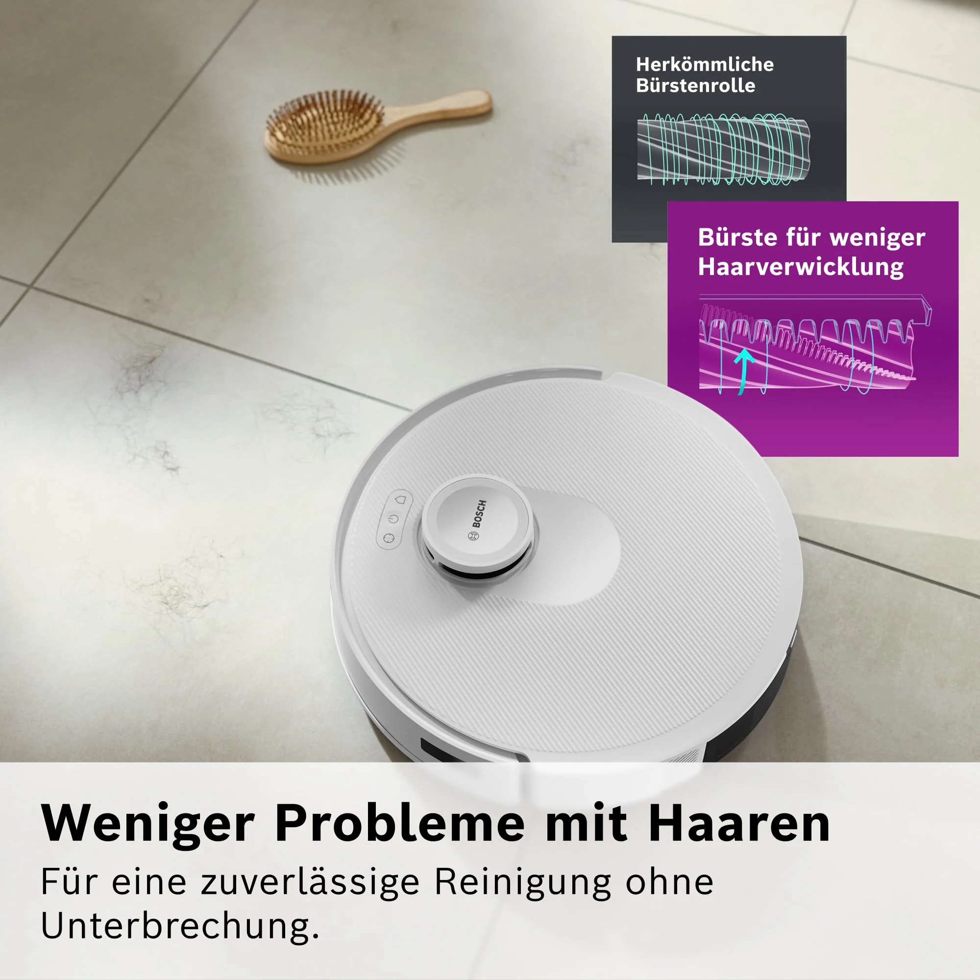 Bosch Spotless + BCRD1W Saugroboter mit Wischfunktion, 11.000 Pa Saugkraft, Wischpad, Trocken-Servicestation, Smart Vision Navigation mit Infrarot-Licht, Steuerung per App, weiß - Image 16
