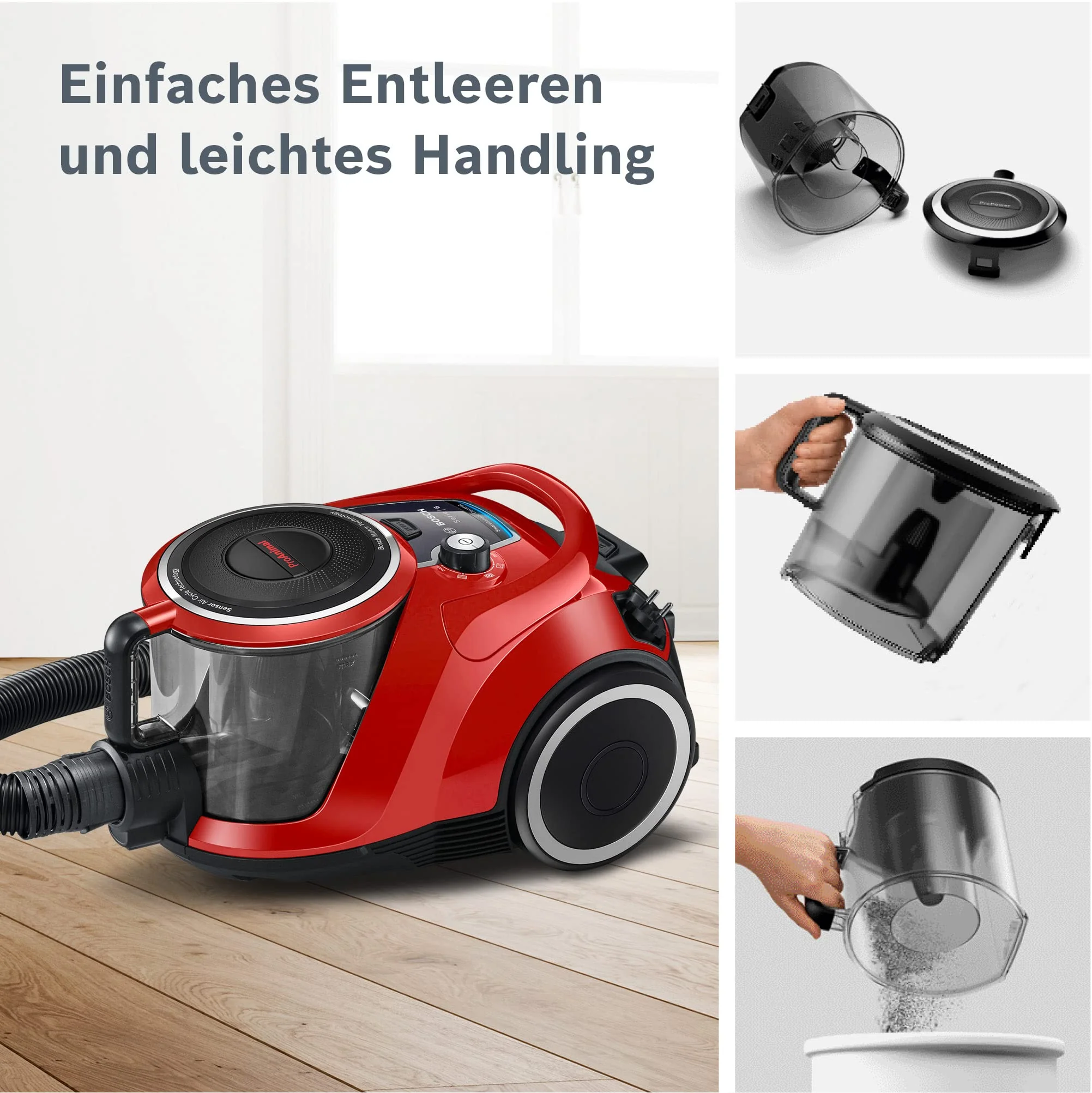 Bosch Staubsauger beutellos Serie 6 BGC41PET, Bodenstaubsauger, ideal für Tierhaare und Allergiker, Hygiene-Filter,10 Jahre Motorgarantie, für Parkett, Teppich, Fliesen, Turbo-Düse, leise, 700 W, rot - Image 11