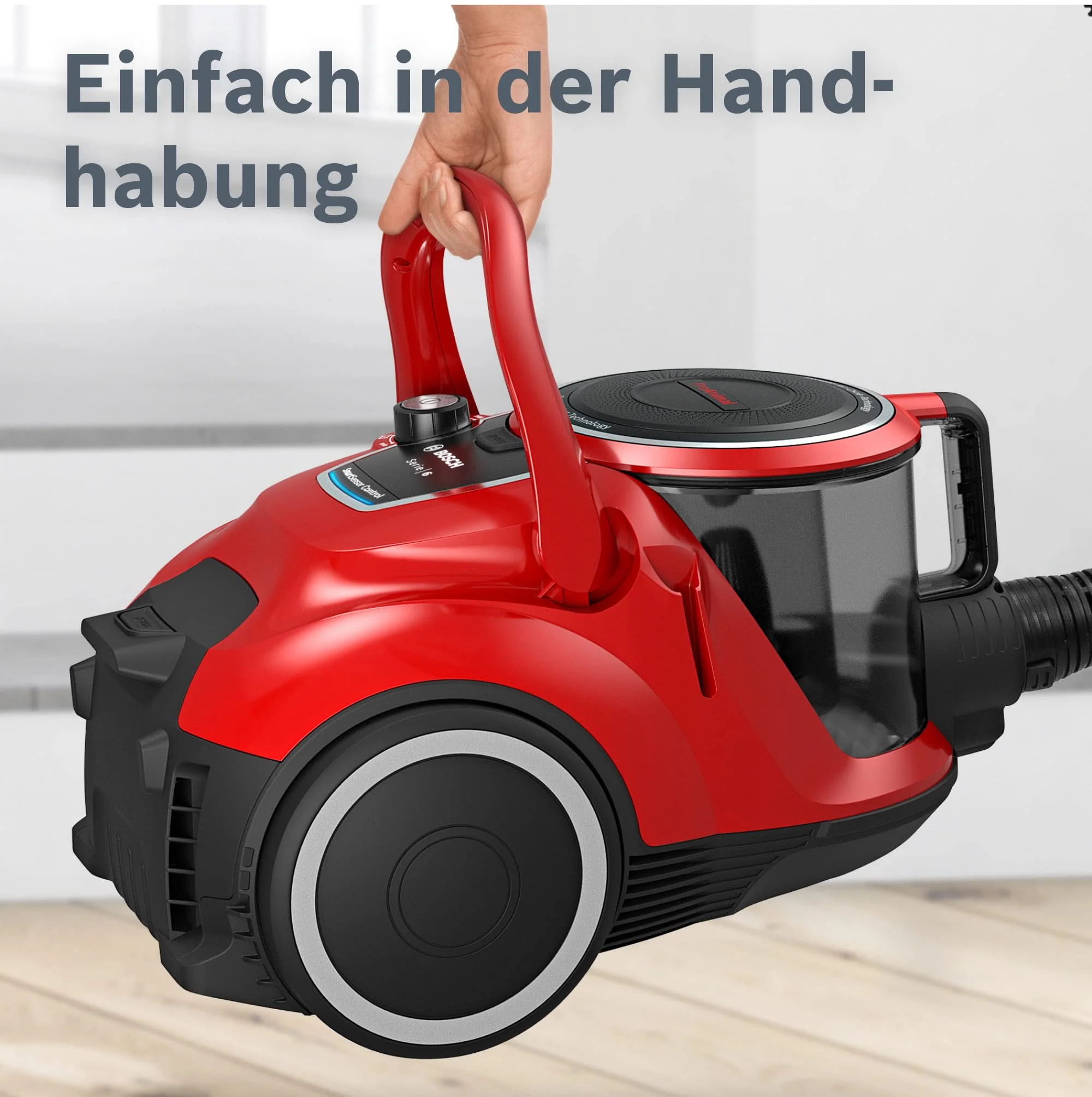 Bosch Staubsauger beutellos Serie 6 BGC41PET, Bodenstaubsauger, ideal für Tierhaare und Allergiker, Hygiene-Filter,10 Jahre Motorgarantie, für Parkett, Teppich, Fliesen, Turbo-Düse, leise, 700 W, rot - Image 6