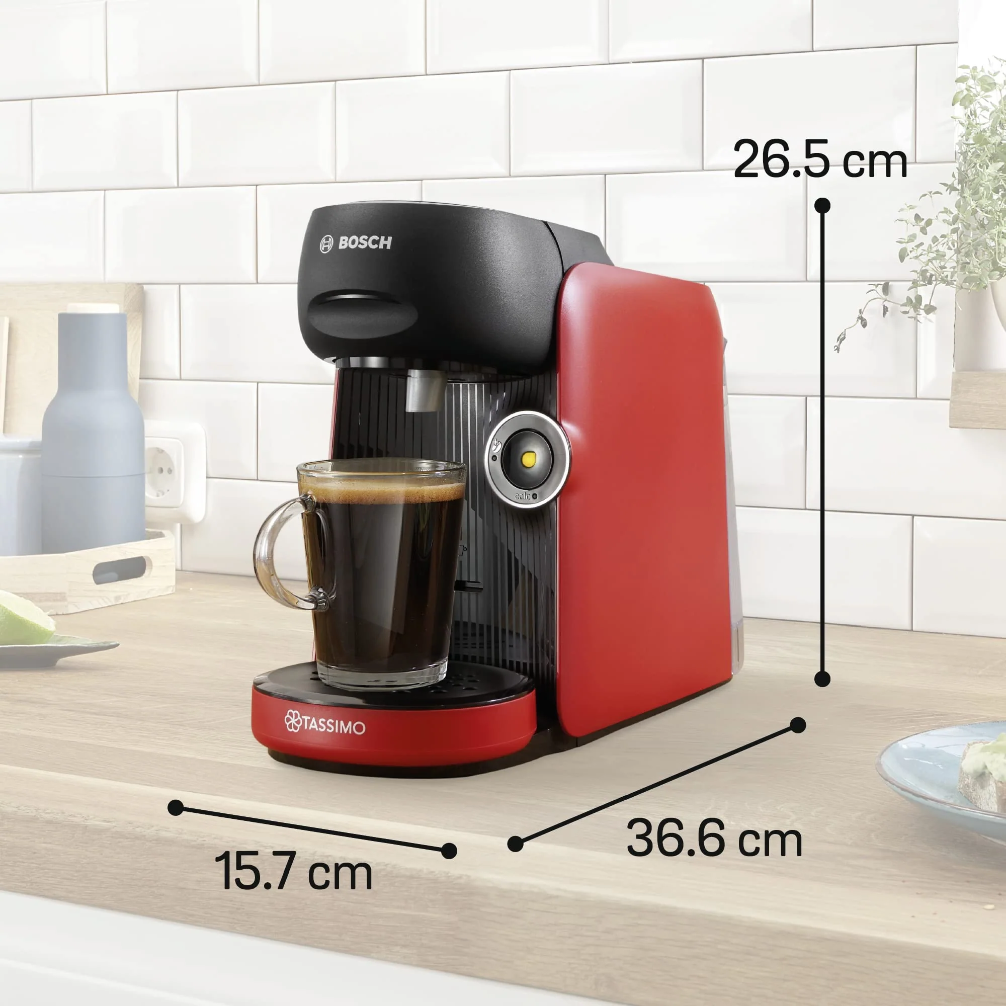 Bosch Tassimo Finesse Kapselmaschine TAS16B7 Kaffeemaschine by, 70 Getränke, intensiverer Kaffee auf Kopfdruck, Abschaltautomatik, perfekt dosiert, platzsparend, 1400 W, rot - Image 9