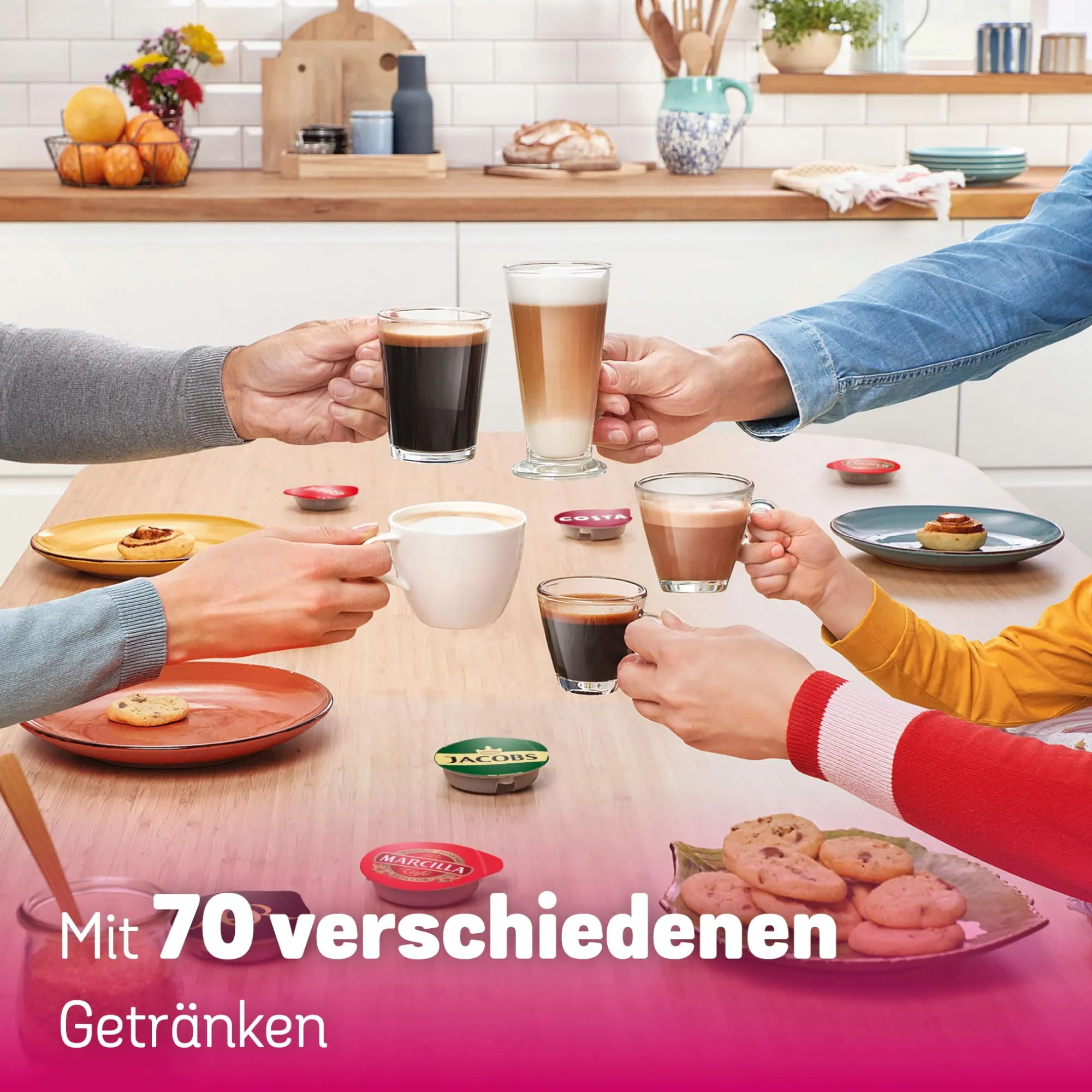 Bosch Tassimo happy friendly Kapselmaschine TAS102E, über 70 Getränke, geeignet für alle Tassen, Abschaltautomatik, nachhaltig, perfekt dosiert, platzsparend, 1400 W, schwarz - Image 2