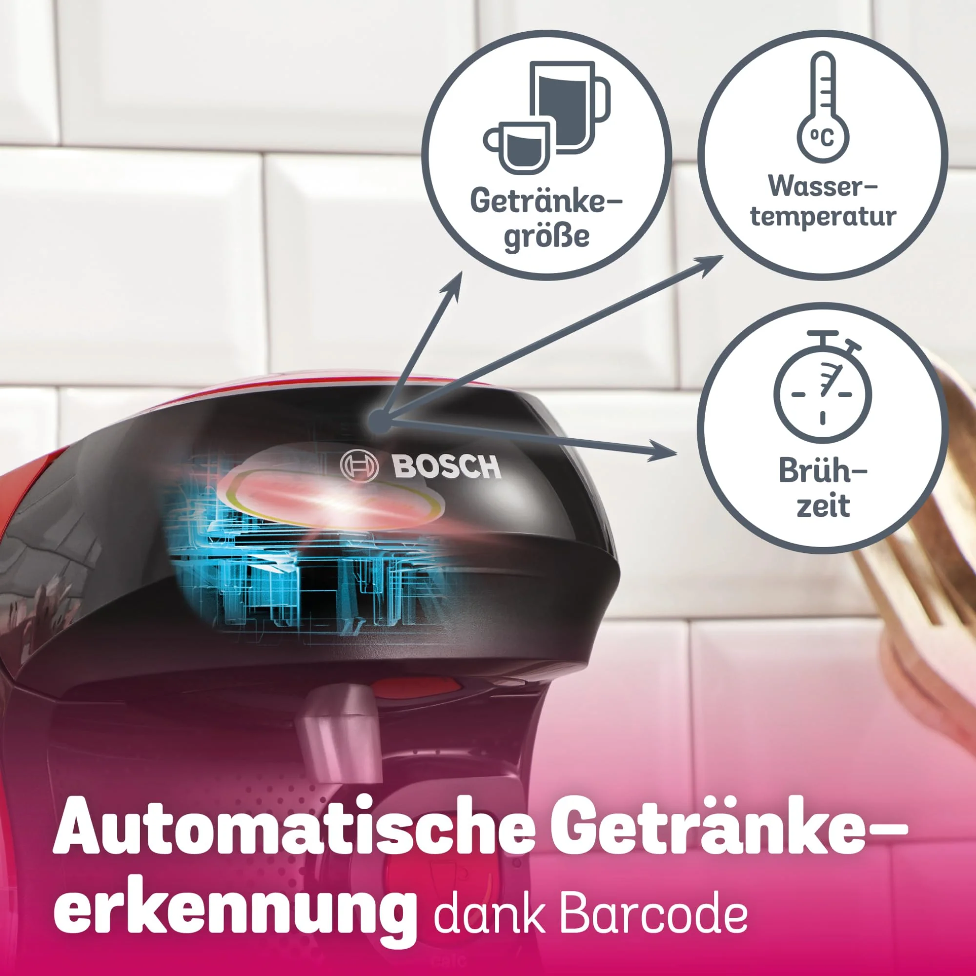 Bosch Tassimo happy friendly Kapselmaschine TAS102E, über 70 Getränke, geeignet für alle Tassen, Abschaltautomatik, nachhaltig, perfekt dosiert, platzsparend, 1400 W, schwarz - Image 4
