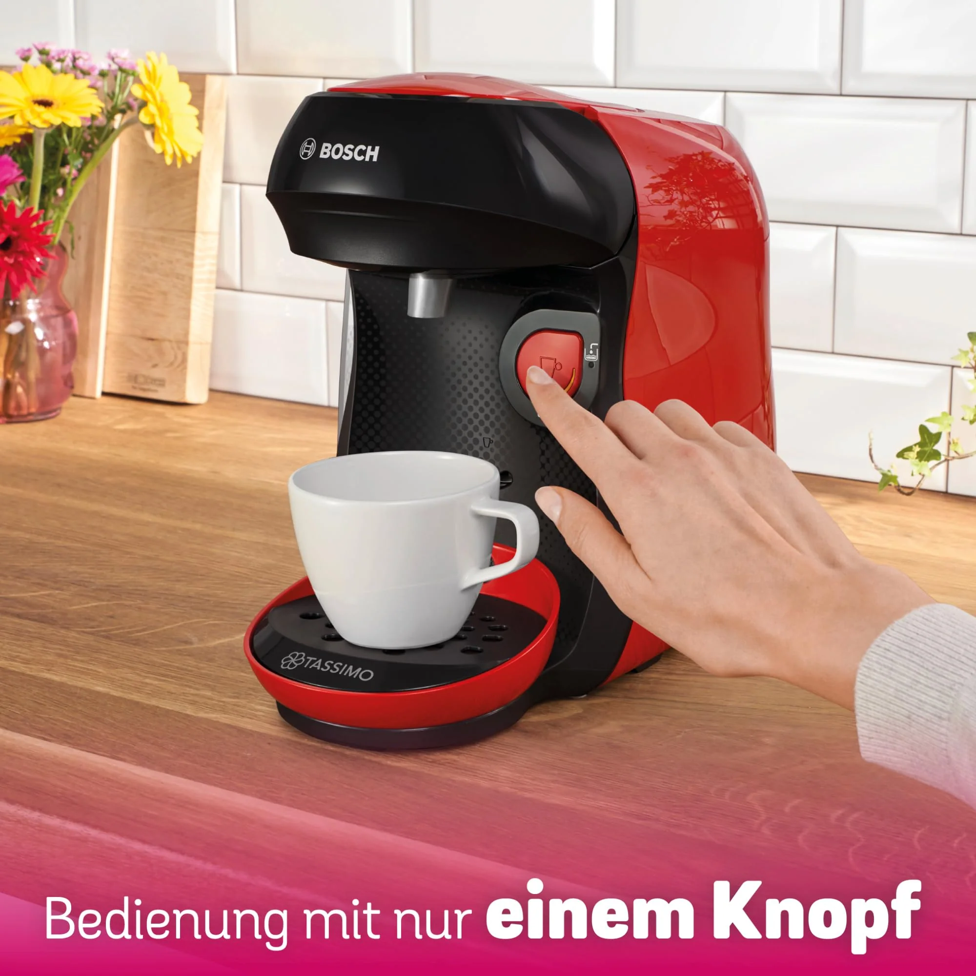 Bosch Tassimo happy friendly Kapselmaschine TAS102E, über 70 Getränke, geeignet für alle Tassen, Abschaltautomatik, nachhaltig, perfekt dosiert, platzsparend, 1400 W, schwarz - Image 5