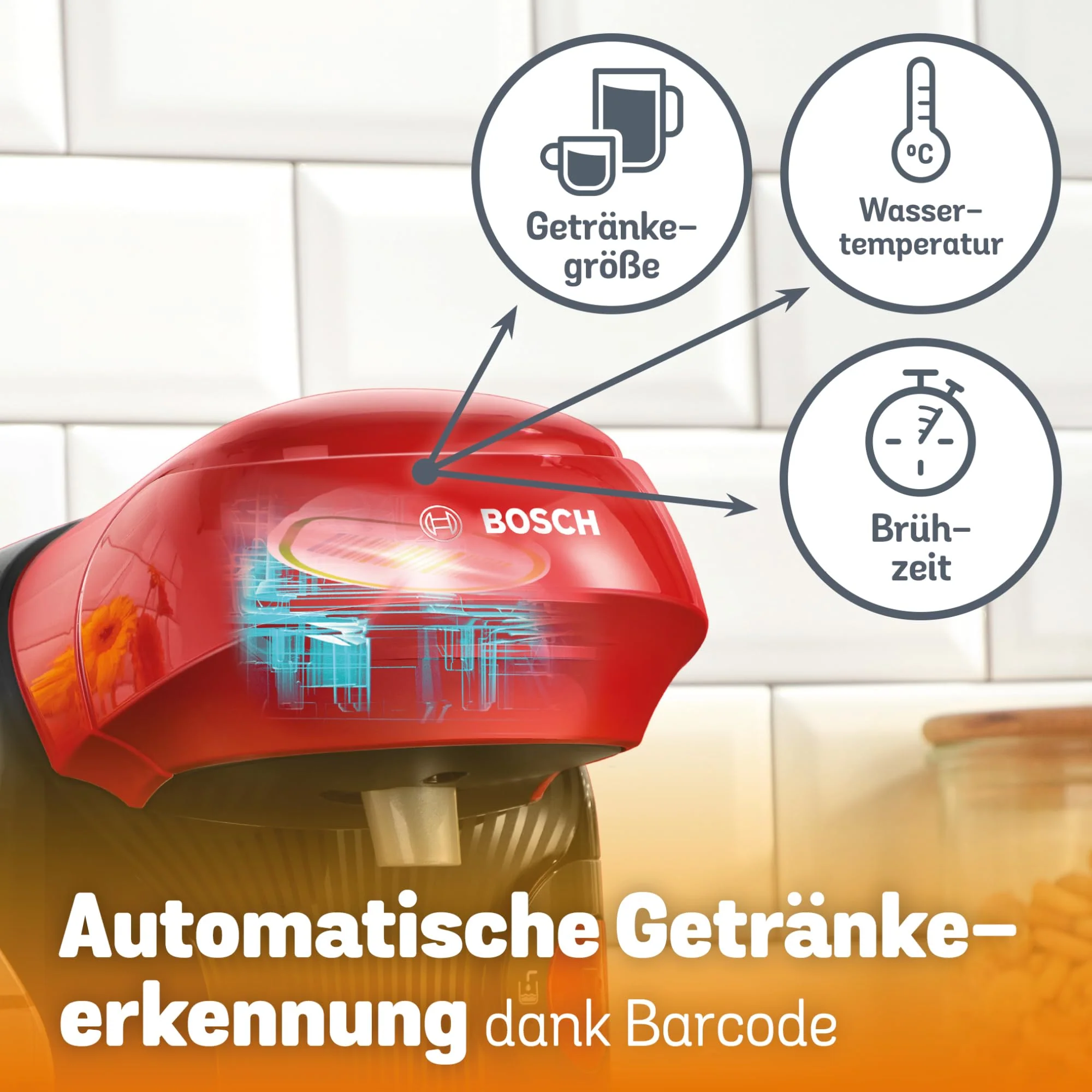 Bosch Tassimo Style friendly Kapselmaschine TAS113E, über 70 Getränke, geeignet für alle Tassen, vollautomatisch, nachhaltig, platzsparend, 1400 W, rot - Image 2