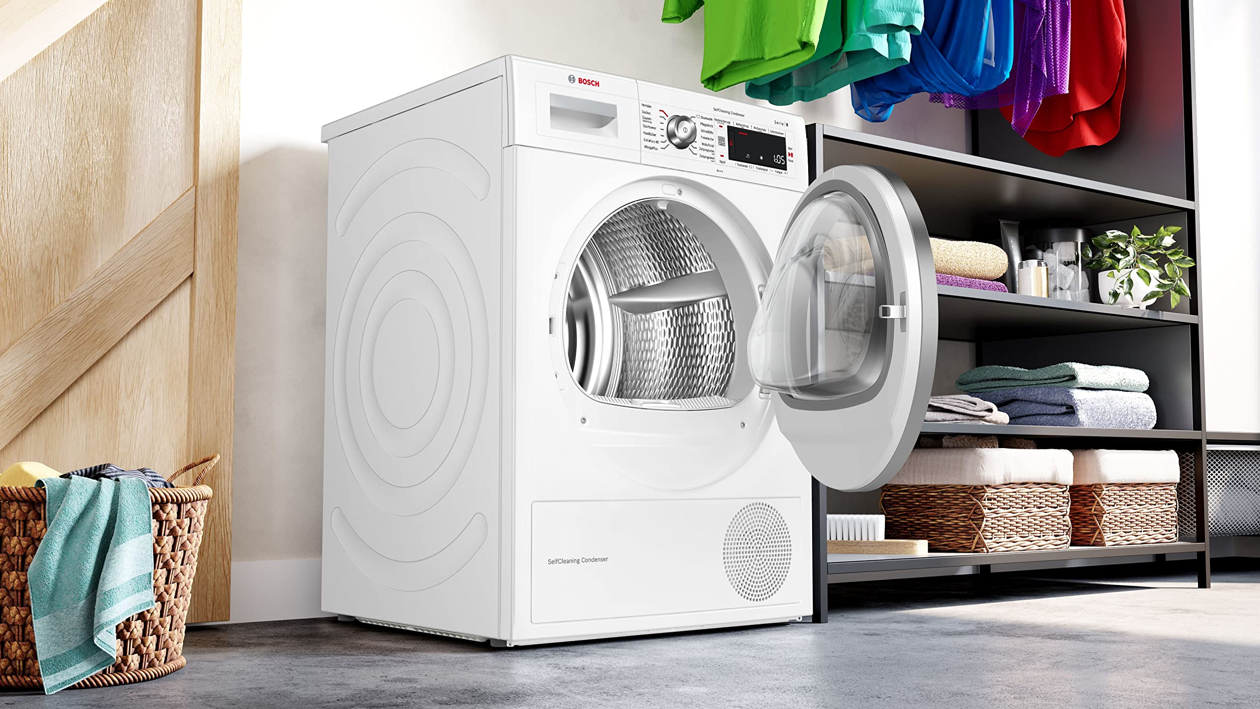 Bosch Wärmepumpentrockner für 8 kg Wäsche, Serie 8, 176 kWh pro Jahr, Auto Dry, Anti Vibration-Design, Comfort Control, Sensitive Drying-System, Allergie Plus, Weiß, WTW875W0 - Image 7