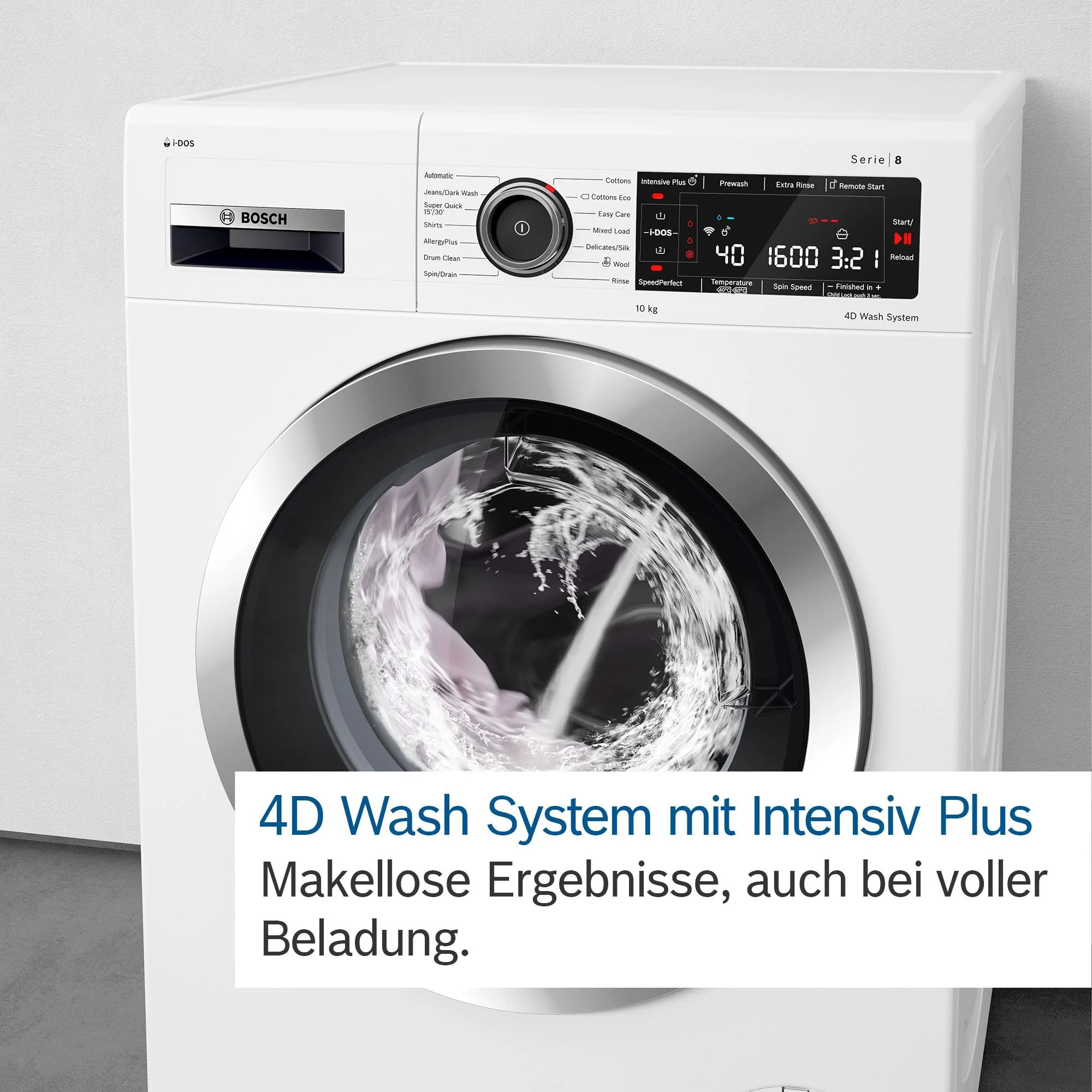 Bosch WGB2560X0 Serie 8 Smarte Waschmaschine, 10kg, 1600 UpM, Made in Germany, Active Water Plus Maximale Energie- und Wasserersparnis, Iron Assist Dampf zum Entknittern, Mini Load - Image 4