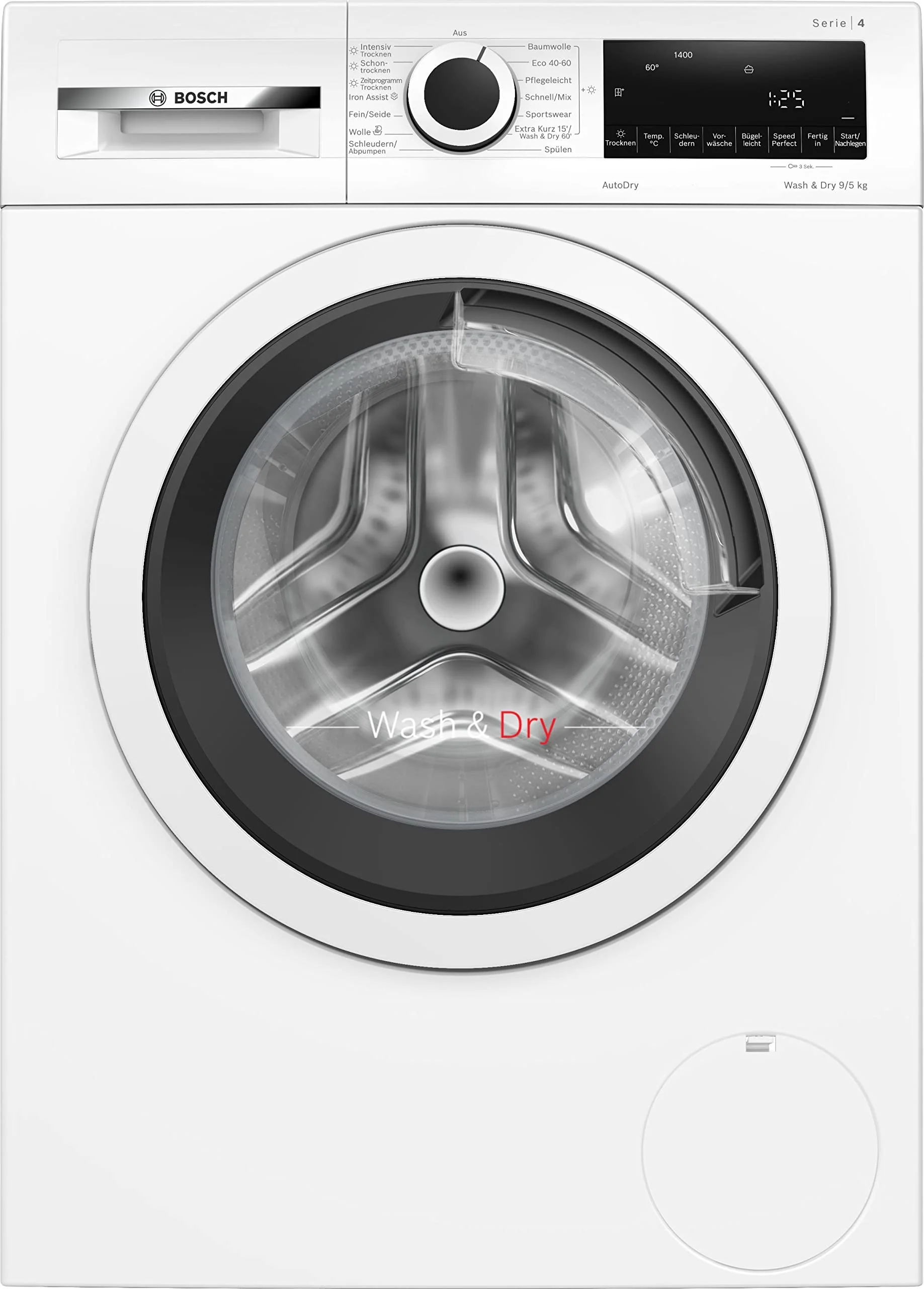 Bosch WNA13441 Serie 4 Waschtrockner, 9 kg Waschen & 5 kg Trocknen, 1400 UpM, optimale Trocknung, clevere Dampfbehndlung, leiser und effizienter Motor, Wäschepflege in 60 Minuten - Image 2