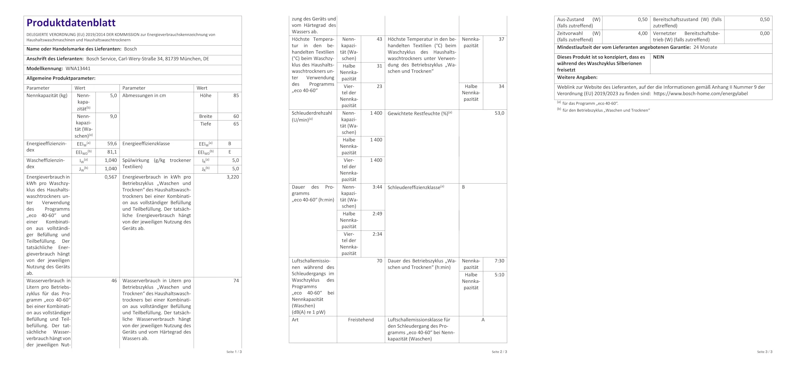 Bosch WNA13441 Serie 4 Waschtrockner, 9 kg Waschen & 5 kg Trocknen, 1400 UpM, optimale Trocknung, clevere Dampfbehndlung, leiser und effizienter Motor, Wäschepflege in 60 Minuten - Image 7