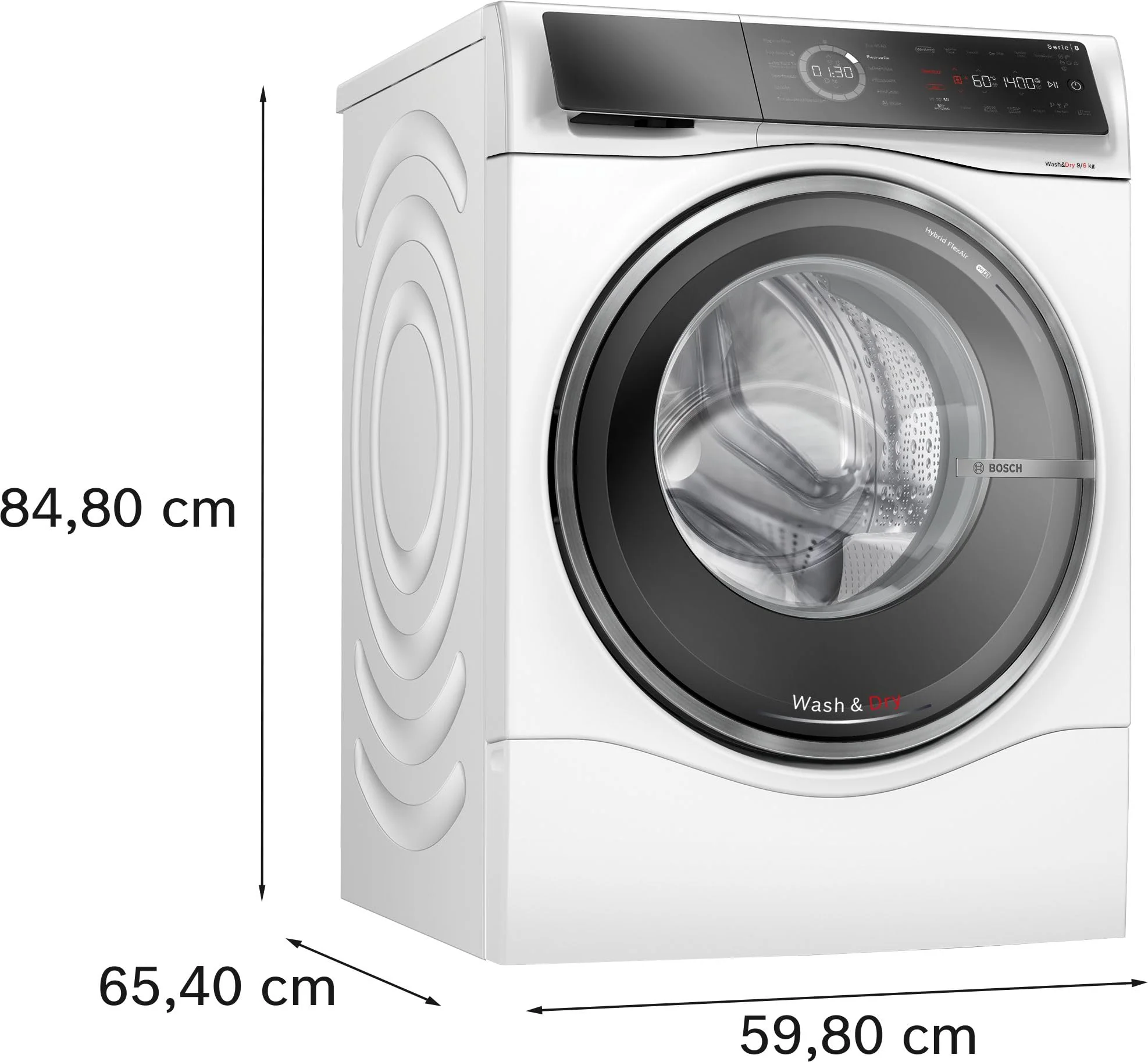 BOSCH WNC244070 Waschtrockner Serie 8, Frontlader mit 9-6kg Fassungsvermögen, 1400 UpM, Home Connect, EcoSilence Drive, Iron Assist, SpeedPerfect, AutoDry, Weiß, 60cm - Image 11