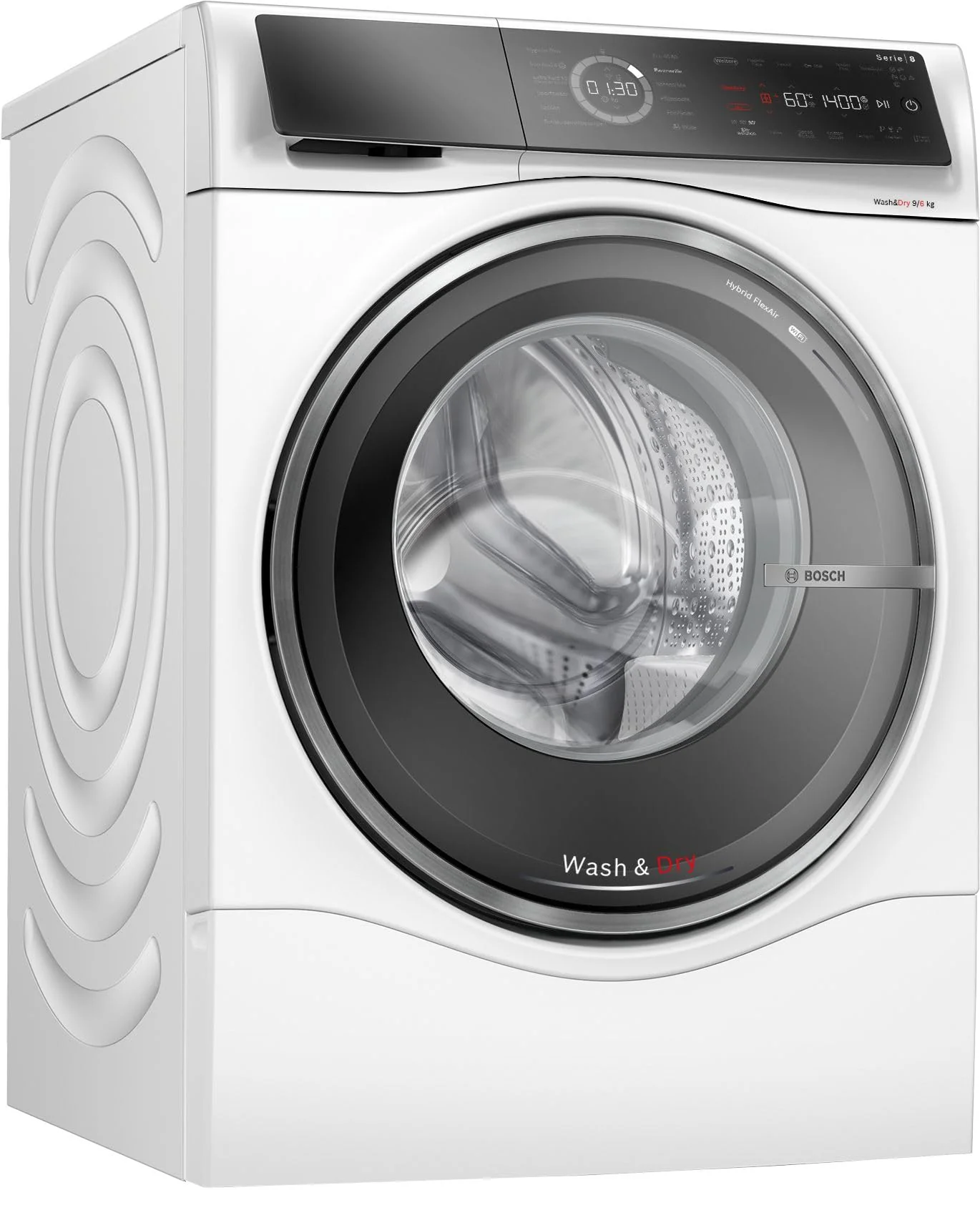 BOSCH WNC244070 Waschtrockner Serie 8, Frontlader mit 9-6kg Fassungsvermögen, 1400 UpM, Home Connect, EcoSilence Drive, Iron Assist, SpeedPerfect, AutoDry, Weiß, 60cm - Image 3