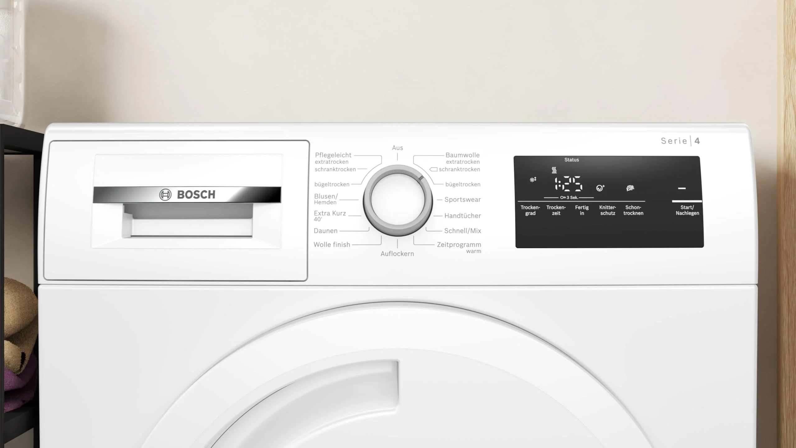 Bosch WTH83V03, Wärmepumpentrockner 7 kg, Serie 4, optimaler Trocknungsgrad dank AutoDry, Nachlegefunktion, TouchControl-Tasten, Umweltfreundliches Kältemittel, EasyClean Filter, Weiß - Image 10