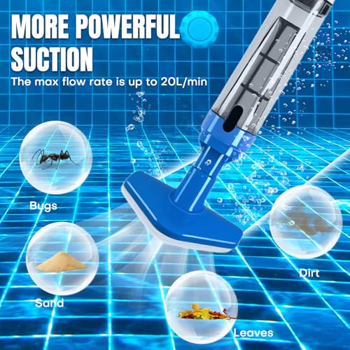 Bostar Akku Poolsauger mit Teleskopstange, 3 in 1 Kabelloser Poolreiniger Handstaubsauger mit Filter Tragbarer Pool Bodensauger für Kleine Pools Spa - Image 3