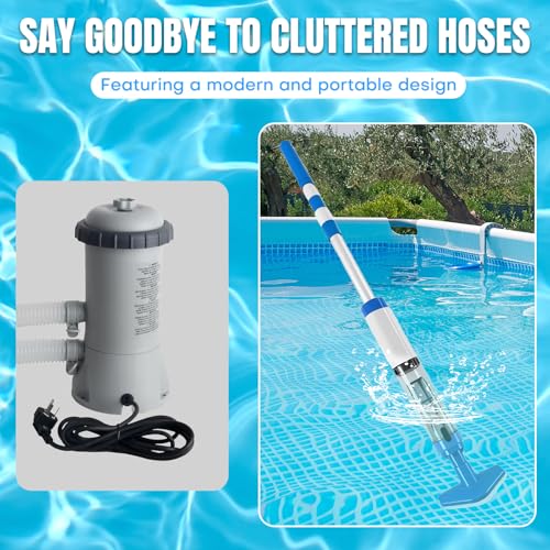 Bostar Akku Poolsauger mit Teleskopstange, 3 in 1 Kabelloser Poolreiniger Handstaubsauger mit Filter Tragbarer Pool Bodensauger für Kleine Pools Spa - Image 4