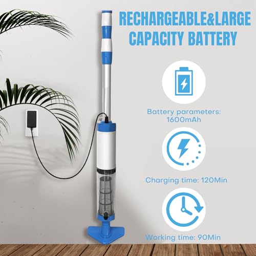 Bostar Akku Poolsauger mit Teleskopstange, 3 in 1 Kabelloser Poolreiniger Handstaubsauger mit Filter Tragbarer Pool Bodensauger für Kleine Pools Spa - Image 5