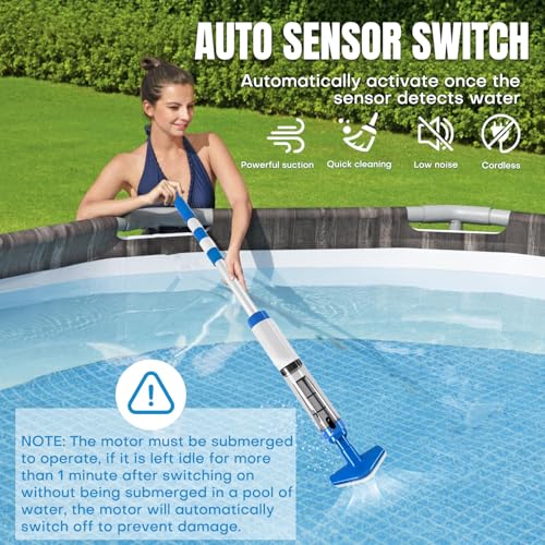 Bostar Akku Poolsauger mit Teleskopstange, 3 in 1 Kabelloser Poolreiniger Handstaubsauger mit Filter Tragbarer Pool Bodensauger für Kleine Pools Spa - Image 7