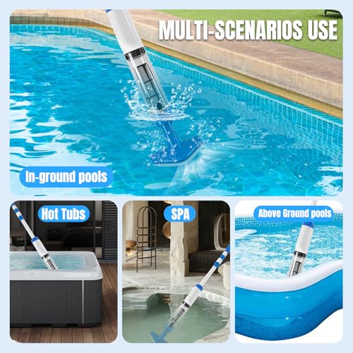 Bostar Akku Poolsauger mit Teleskopstange, 3 in 1 Kabelloser Poolreiniger Handstaubsauger mit Filter Tragbarer Pool Bodensauger für Kleine Pools Spa - Image 8