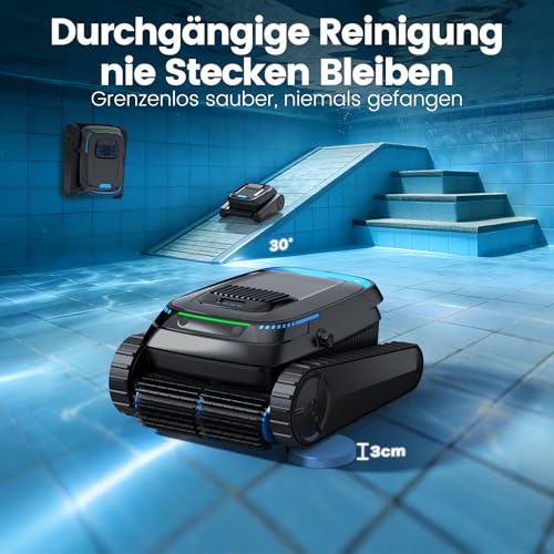 BOTLUXE (2026 Upgrade) Poolroboter Boden und Wand, Wasserlinie, Poolsauger Akku Kabelloser, Intelligenter Navigation, 18927LPH Leistungsstarker, Poolreiniger für Pools bis zu 170㎡, PC10 - Image 5