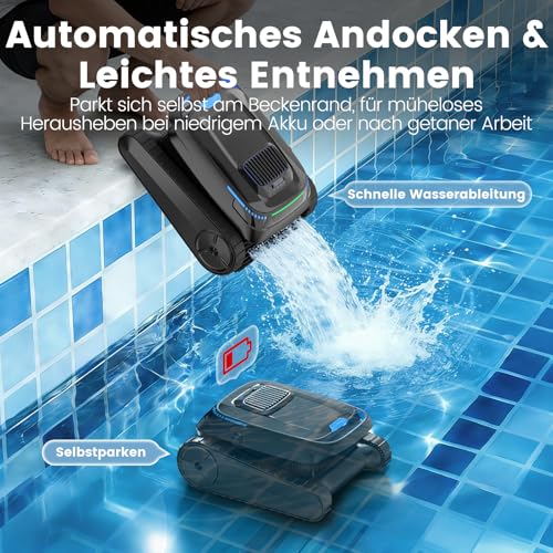 BOTLUXE (2026 Upgrade) Poolroboter Boden und Wand, Wasserlinie, Poolsauger Akku Kabelloser, Intelligenter Navigation, 18927LPH Leistungsstarker, Poolreiniger für Pools bis zu 170㎡, PC10 - Image 6
