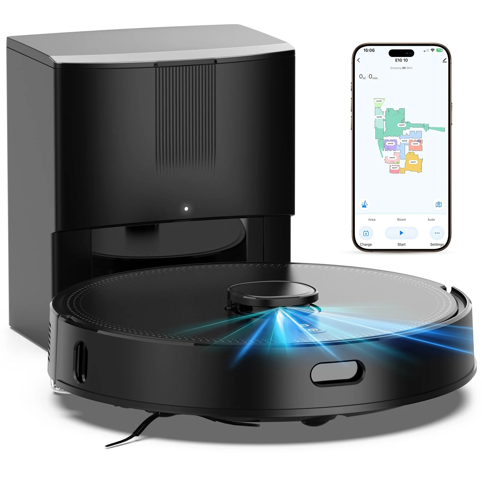 BOTLUXE Saugroboter mit Wischfunktion, Staubsauger Roboter mit Absaugstation 3.5L, 8000Pa Saugkraft, LiDAR Navigation, E10+ Saug und Wischroboter für Tierhaare Teppich Böden, APP Steuerung