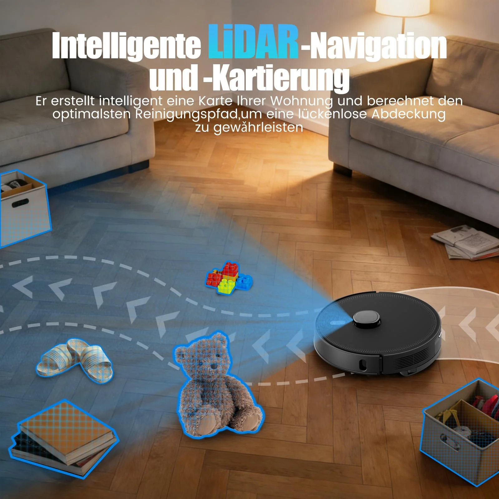 BOTLUXE Saugroboter mit Wischfunktion, Staubsauger Roboter mit Absaugstation 3.5L, 8000Pa Saugkraft, LiDAR Navigation, E10+ Saug und Wischroboter für Tierhaare Teppich Böden, APP Steuerung - Image 8