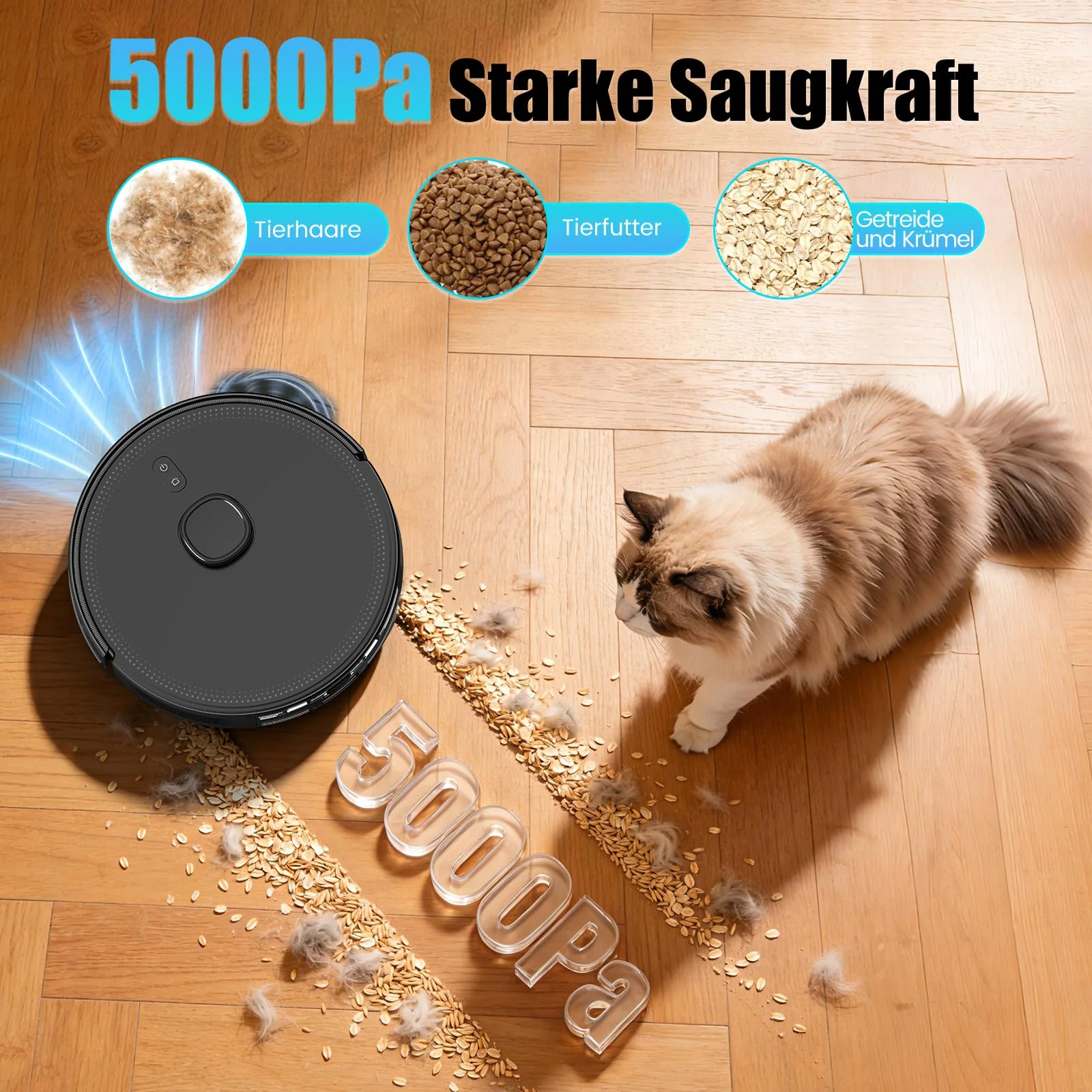 BOTLUXE Saugroboter mit Wischfunktion, Staubsauger Roboter mit Absaugstation 3.5L, 8000Pa Saugkraft, LiDAR Navigation, E10+ Saug und Wischroboter für Tierhaare Teppich Böden, APP Steuerung - Image 9