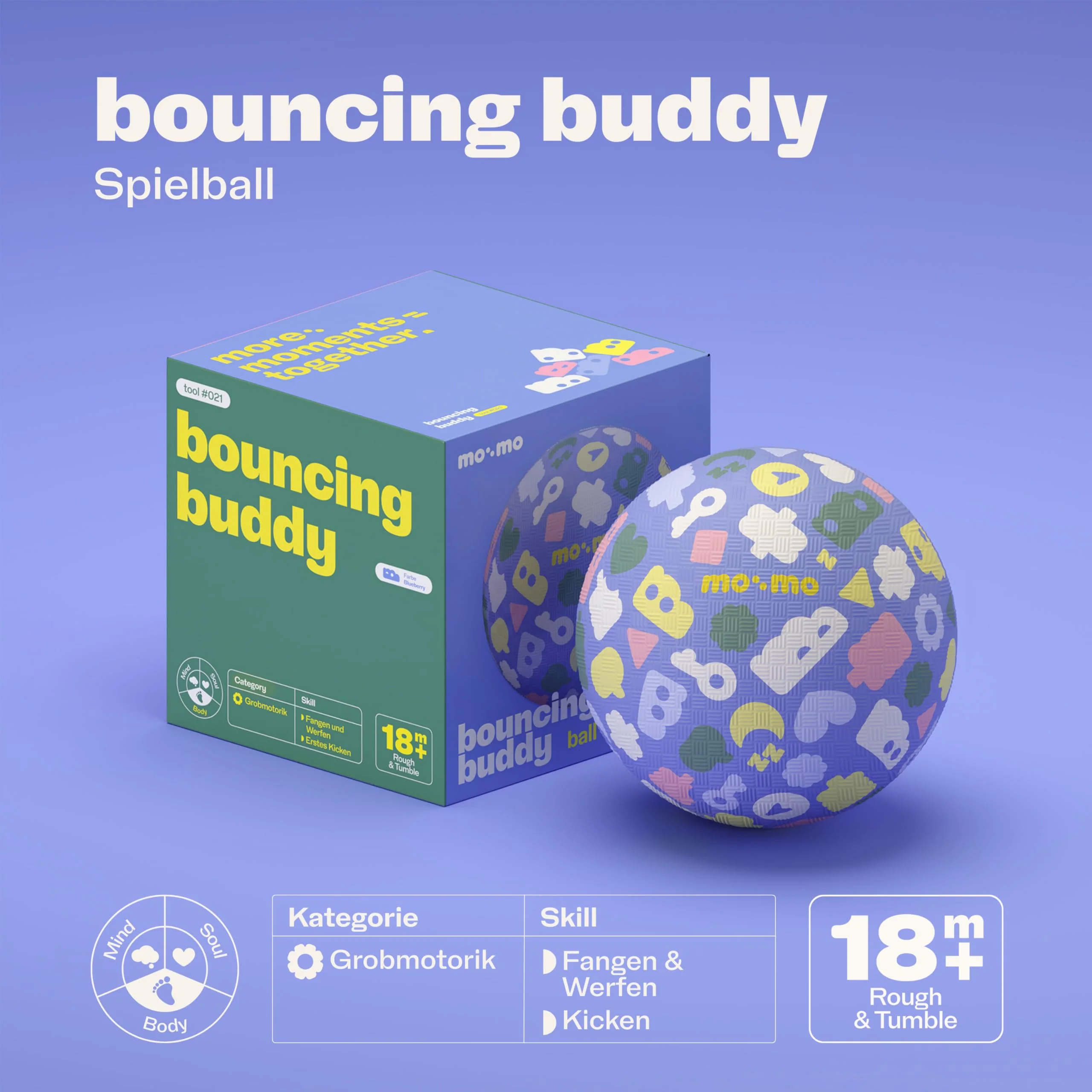 Bouncing Buddy – Der perfekte Spielball für Kleinkinder (5", 12,7 cm) | Fördert Motorik & Koordination | Weicher, langlebiger Kautschuk | Sicher & Pflegeleicht | Für drinnen & draußen Blueberry - Image 2