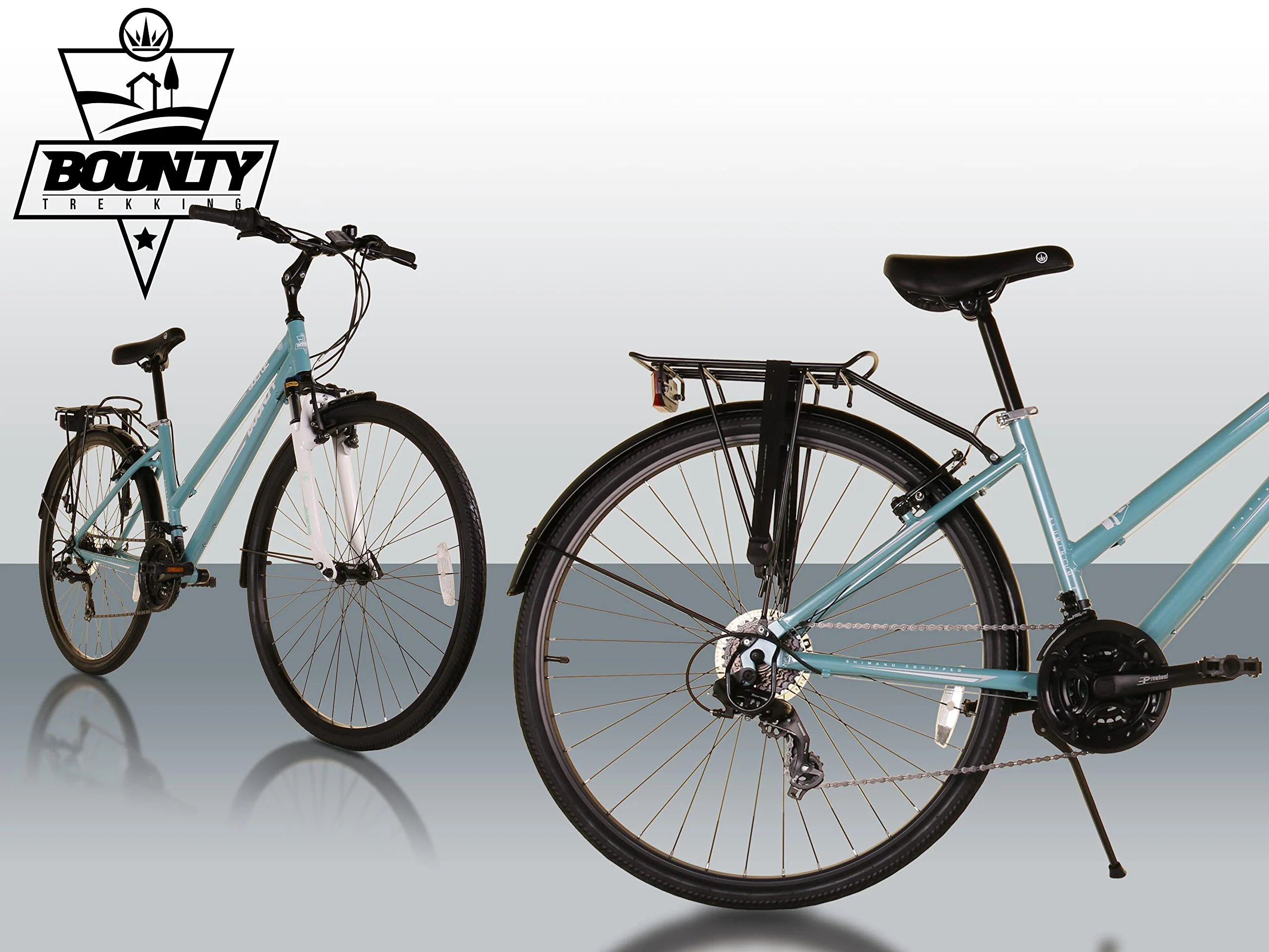Bounty Avenue Damen-Hybrid-Fahrrad - Leichter Aluminium-Rahmen mit Durchstieg - 21-Gang Shimano-Schaltung - Gepäckträger im Lieferumfang enthalten