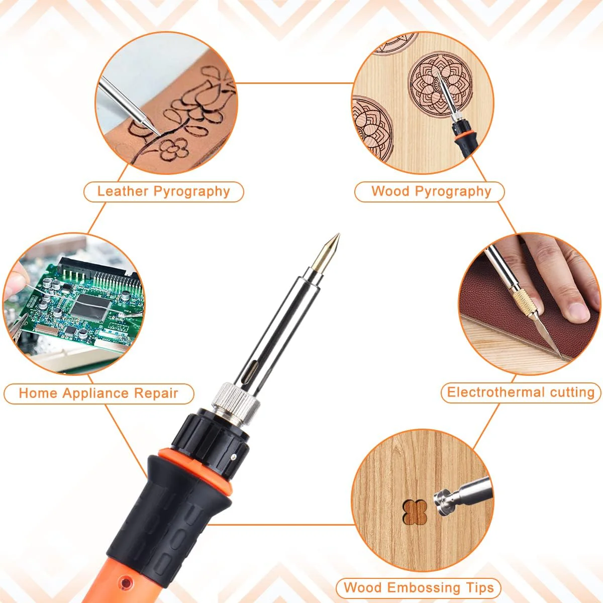 Brandmalerei Lötkolben Set, Brandmalkolben Set Temperatur Einstellbar 220~480 ℃ für Holz Leder Brennkolben DIY Kunst Geschenkset Farbstifte, Leder Gravieren Schweißen, Skulptur Holzbrandmalerei - Image 8