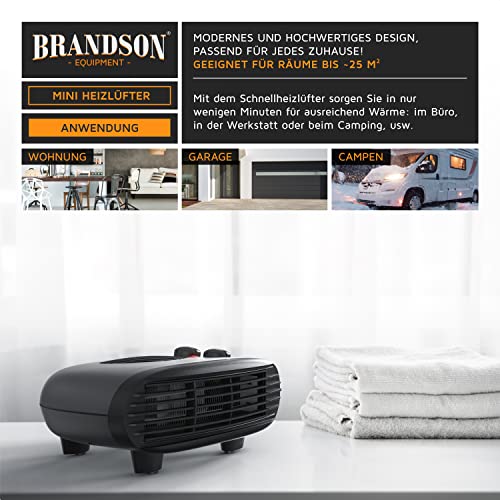 Brandson - Heizlüfter energiesparend leise - 3 Leistungsstufen - Heizlüfter Bad mit Thermostat - Betriebsanzeige - 2000W - geräuscharm energieeffizient - Überhitzungsschutz, automatische Abschaltung - Image 6