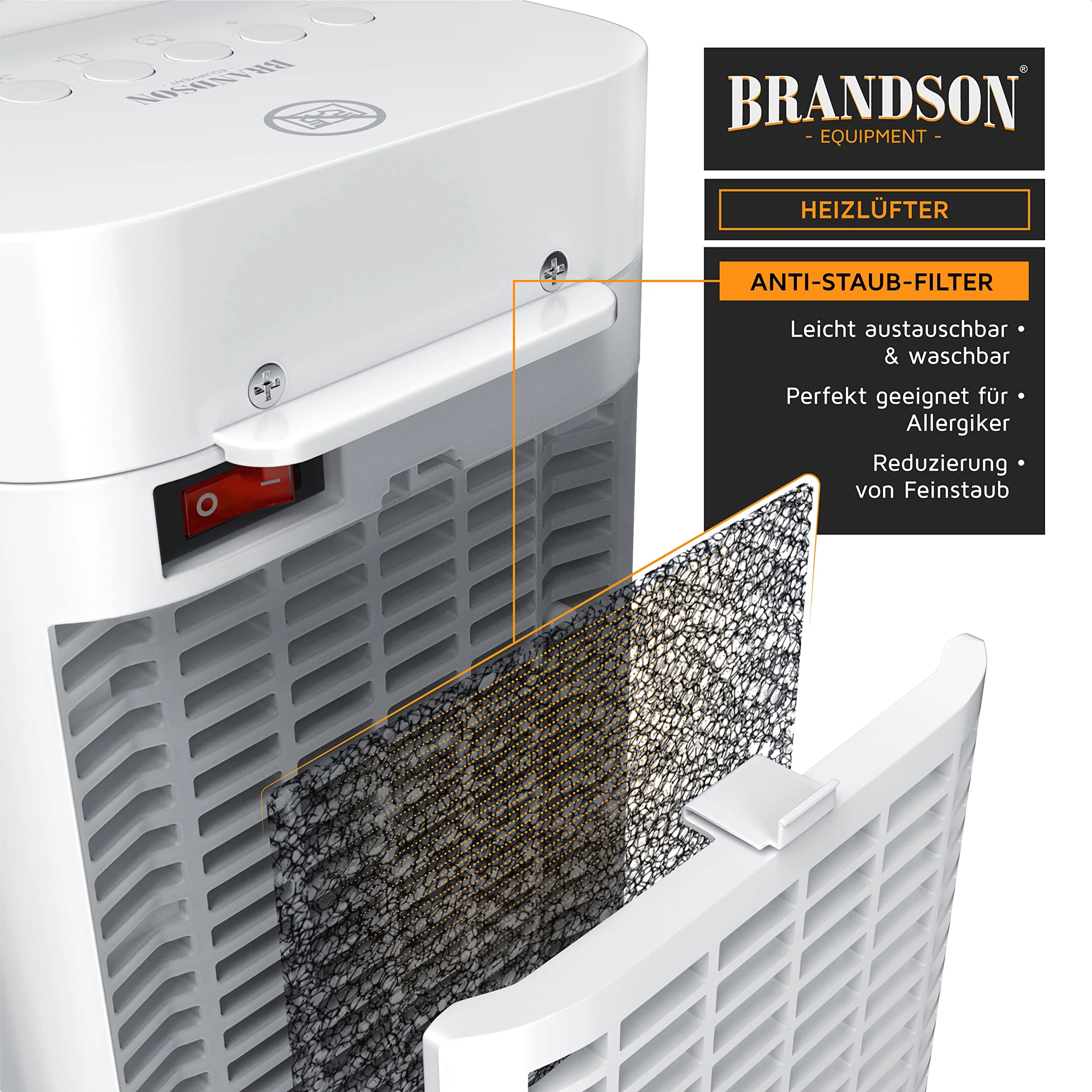 Brandson - Heizlüfter mit Fernbedienung - Keramik-Heizlüfter Badezimmer energiesparend, leise - Schnellheizer mit Oszillationsfunktion - 2x Heizstufen - Timer - Heizung Heater - GS-zertifiziert - Image 3