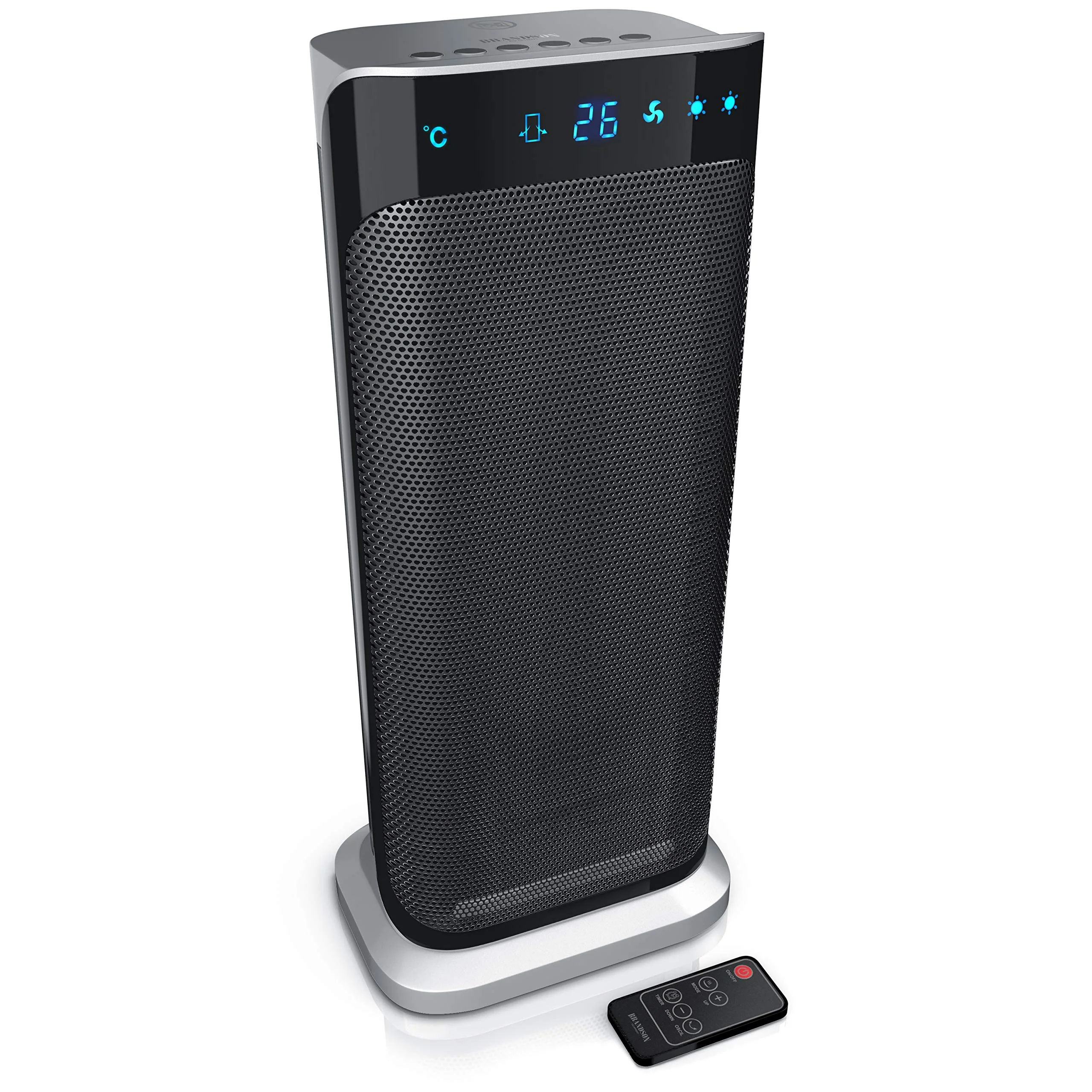 Brandson - Heizlüfter mit Fernbedienung - Preisträger 2025 - energiesparend leise, 2000 Watt Keramik-Heizlüfter Badezimmer - Schnellheizer mit Oszillationsfunktion - Heizung Heater - GS zertifiziert