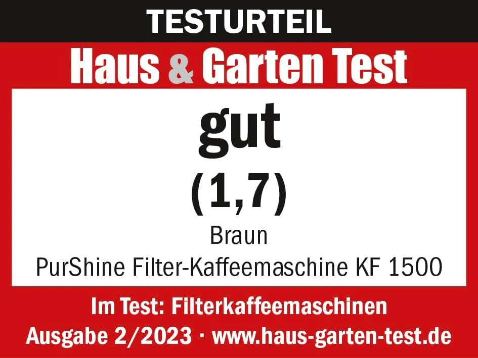 Braun PurShine KF 1500 WH Kaffeemaschine - Filterkaffeemaschine mit Glaskanne für bis zu 10 Tassen, OptiBrew-System, Automatische Abschaltung, 1000 Watt, Weiß, KF1500WH - Image 3
