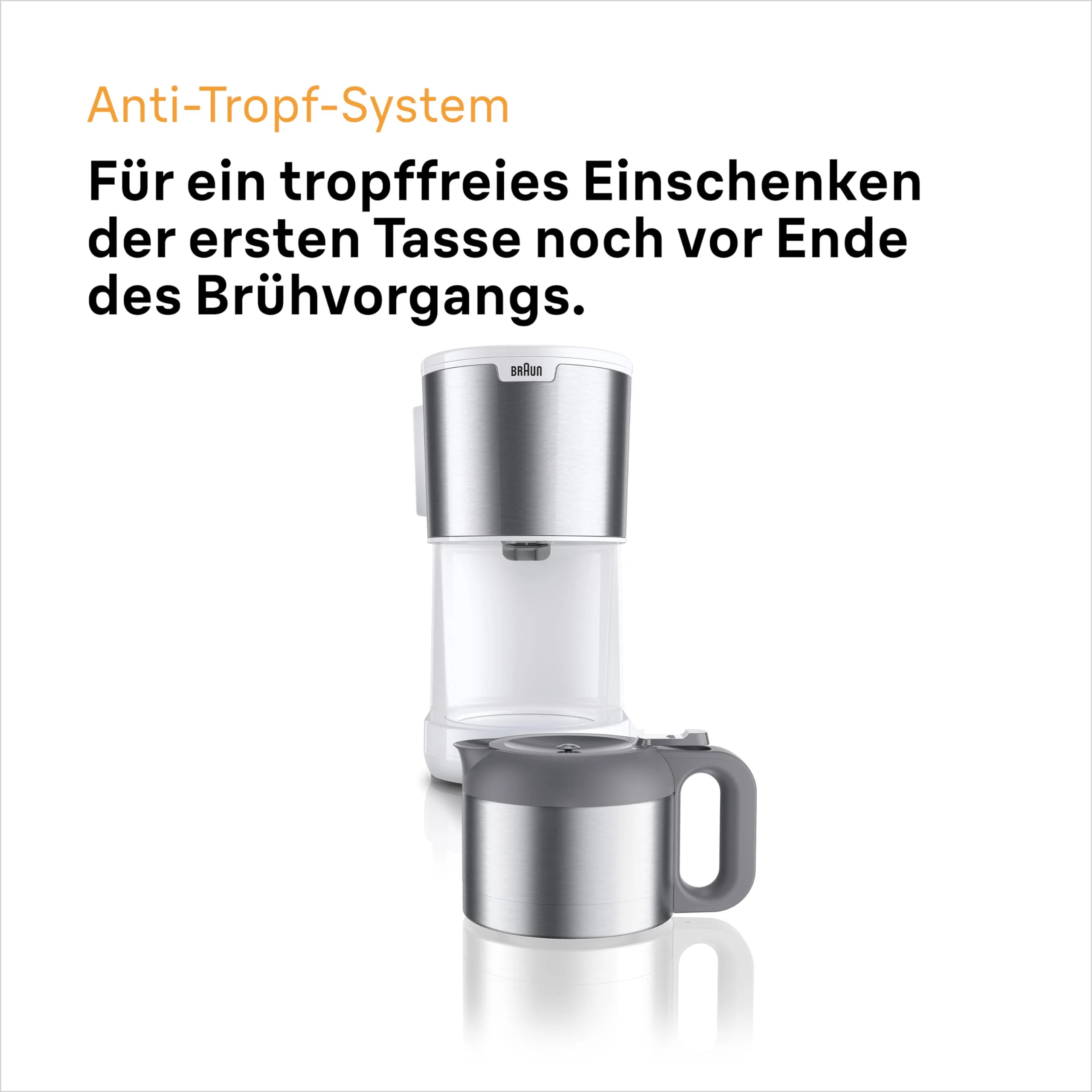 Braun PurShine KF 1500 WH Kaffeemaschine - Filterkaffeemaschine mit Glaskanne für bis zu 10 Tassen, OptiBrew-System, Automatische Abschaltung, 1000 Watt, Weiß, KF1500WH - Image 6