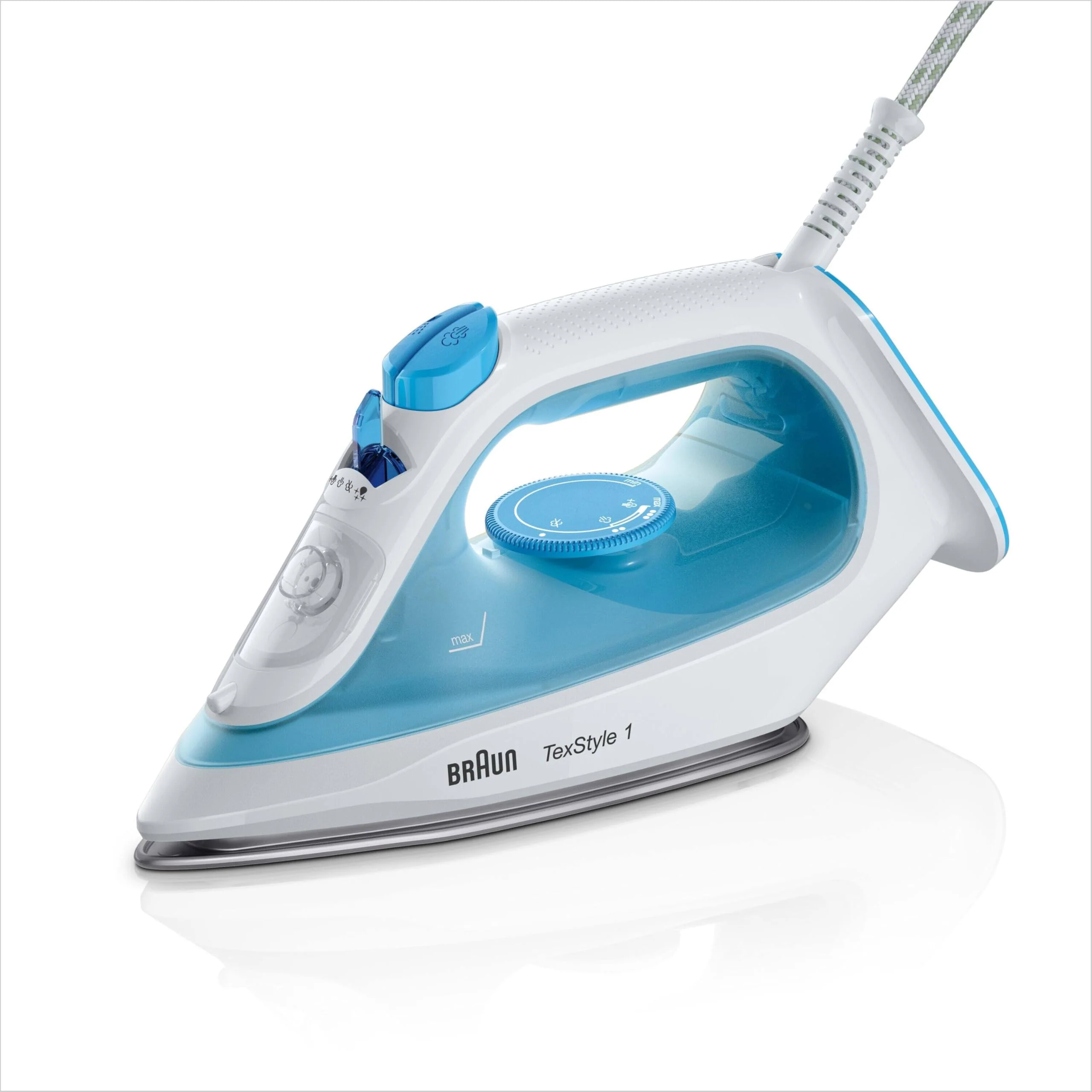 Braun TexStyle 1 Dampfbügeleisen SI 1050BL - Bügeleisen mit SuperCeramic Bügelsohle, Vertikaldampf, 2000 Watt, Blau - Image 4